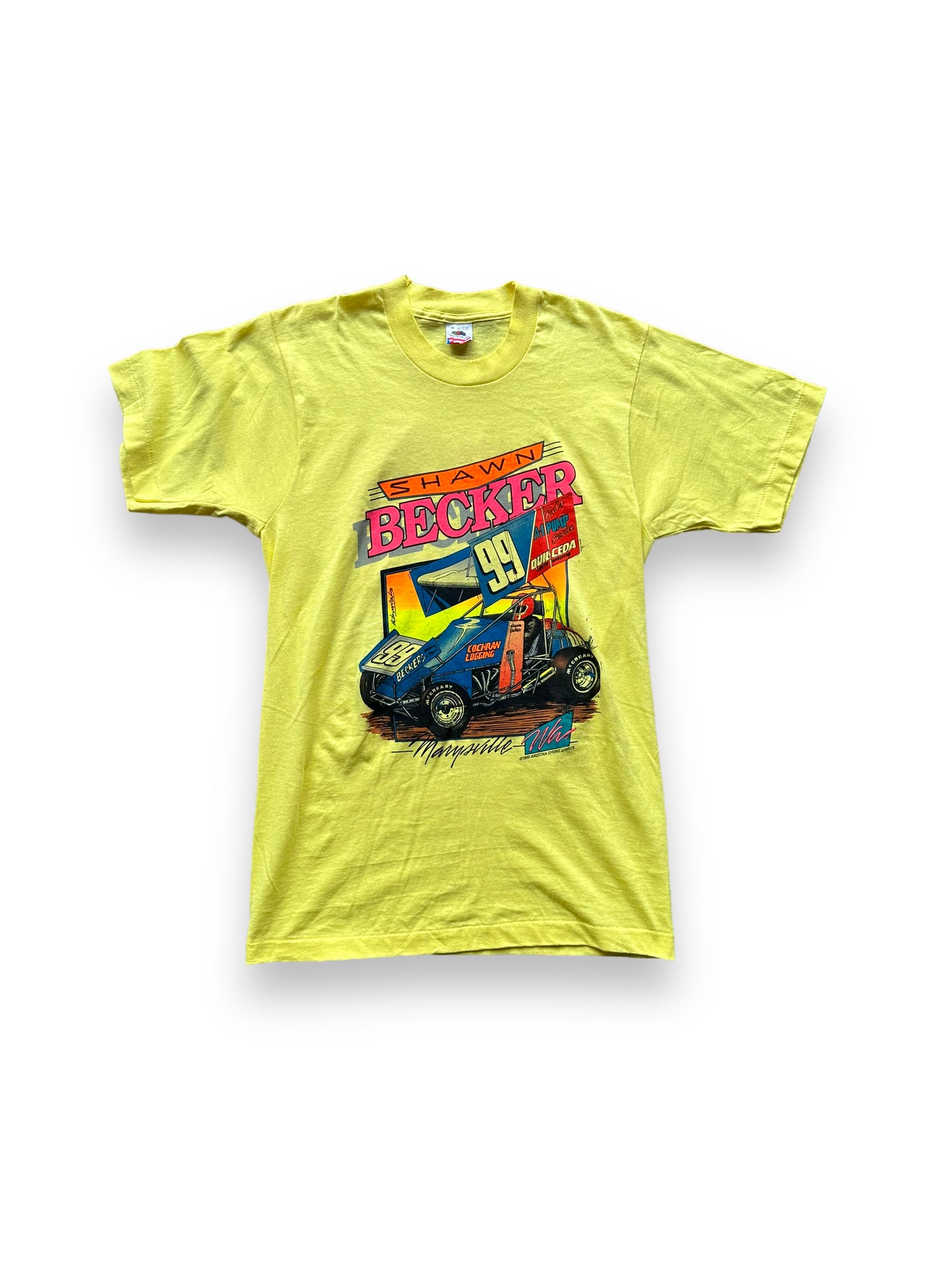 Front of Vintage Shawn Becker #99 Racing Tee SZ M |  Vintage Auto Tee Seattle | Barn Owl Vintage