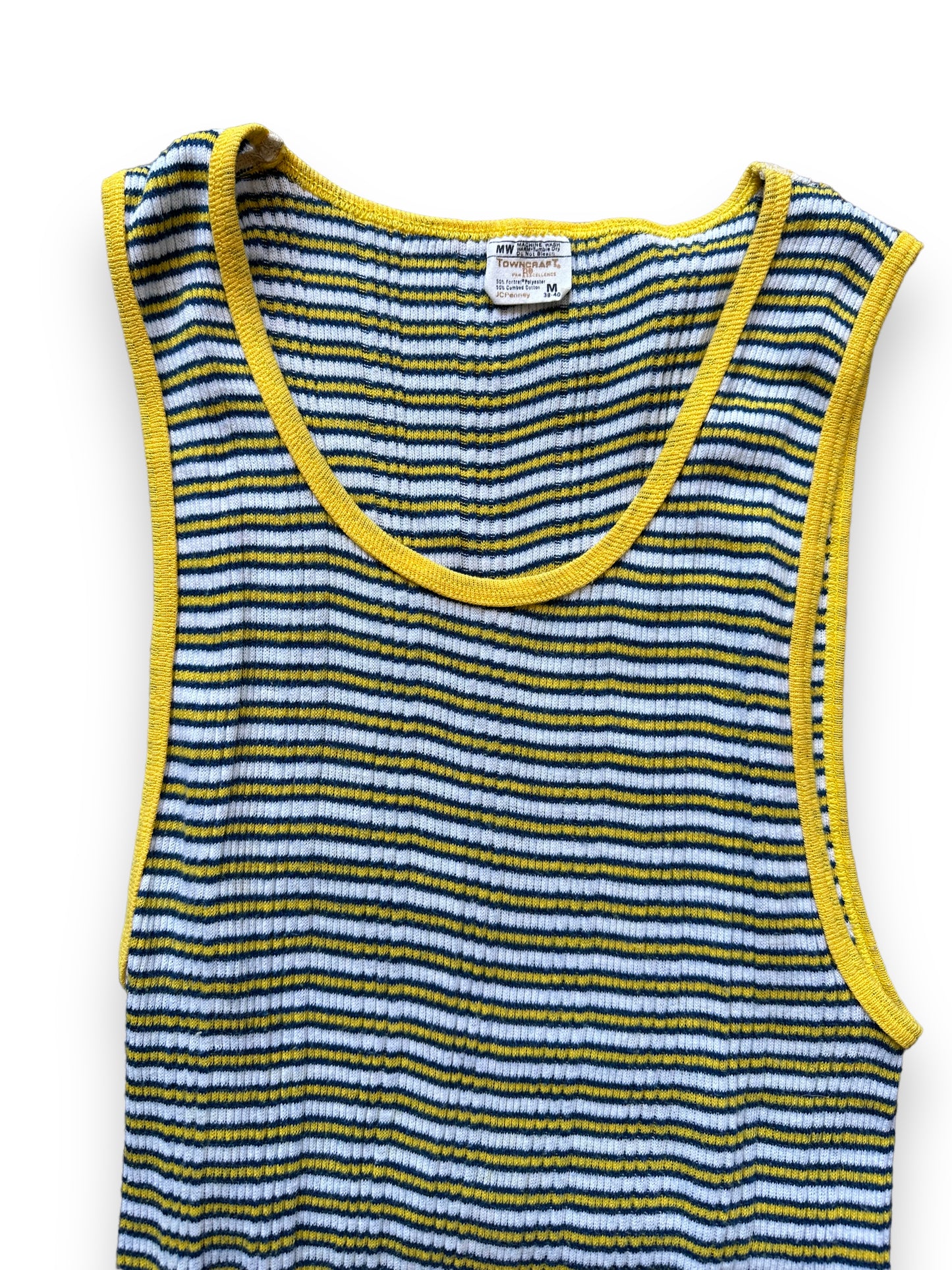 Upper Front View of Vintage Towncraft Striped Tank Top SZ M | Vintage Tank Top Shirts Seattle | Barn Owl Vintage Tees Seattle