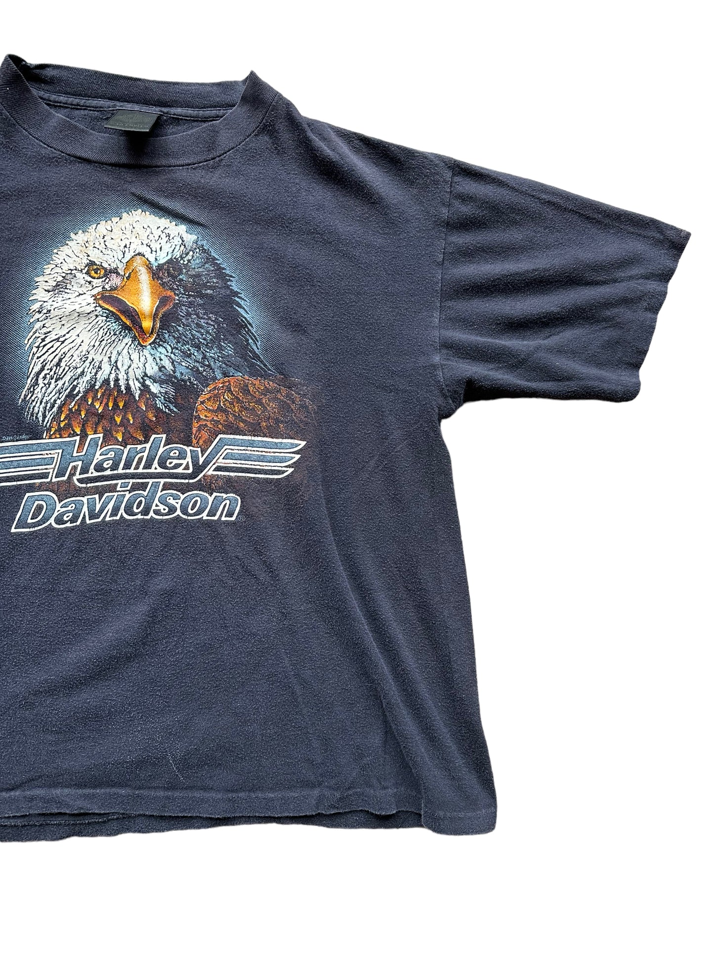 Front left of Vintage 1980's Oklahoma City Harley Davidson Boxy Tee SZ L | Vintage Harley Tee | Barn Owl Vintage Seattle