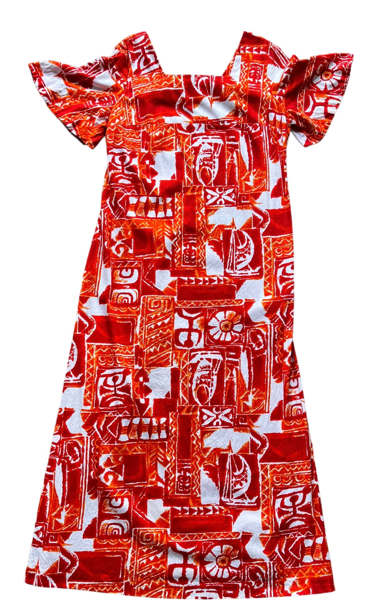 Full front view of Vintage 1960s Hawaii Nei Aloha Dress