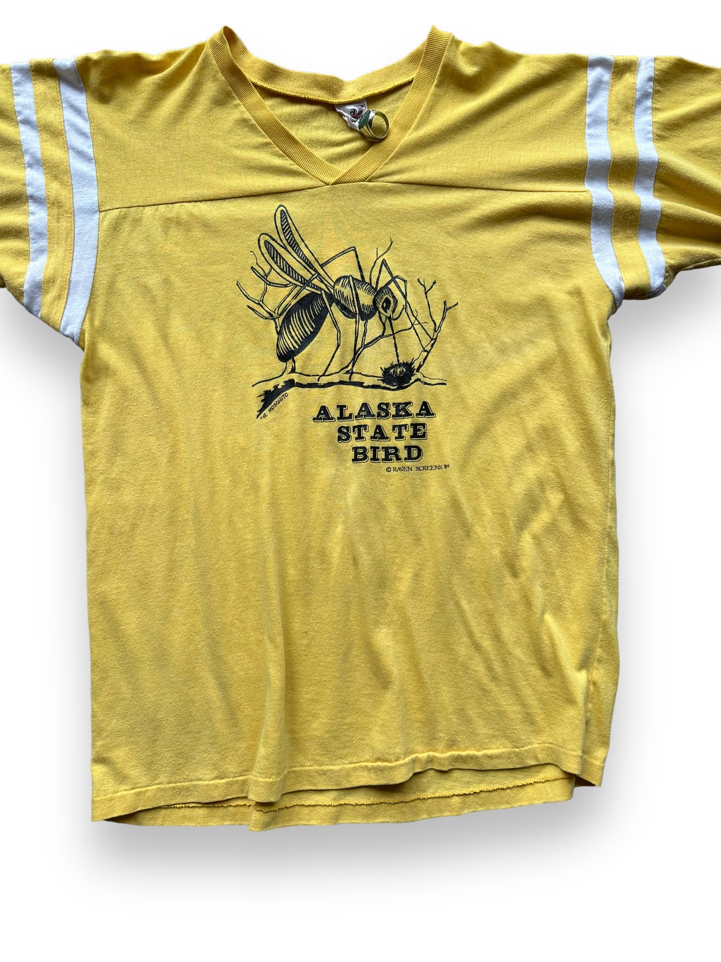 Front Detail of Vintage Alaska State Bird Tee SZ XL | Vintage Single Stitch Alaska T-Shirts Seattle | Barn Owl Vintage Tees Seattle