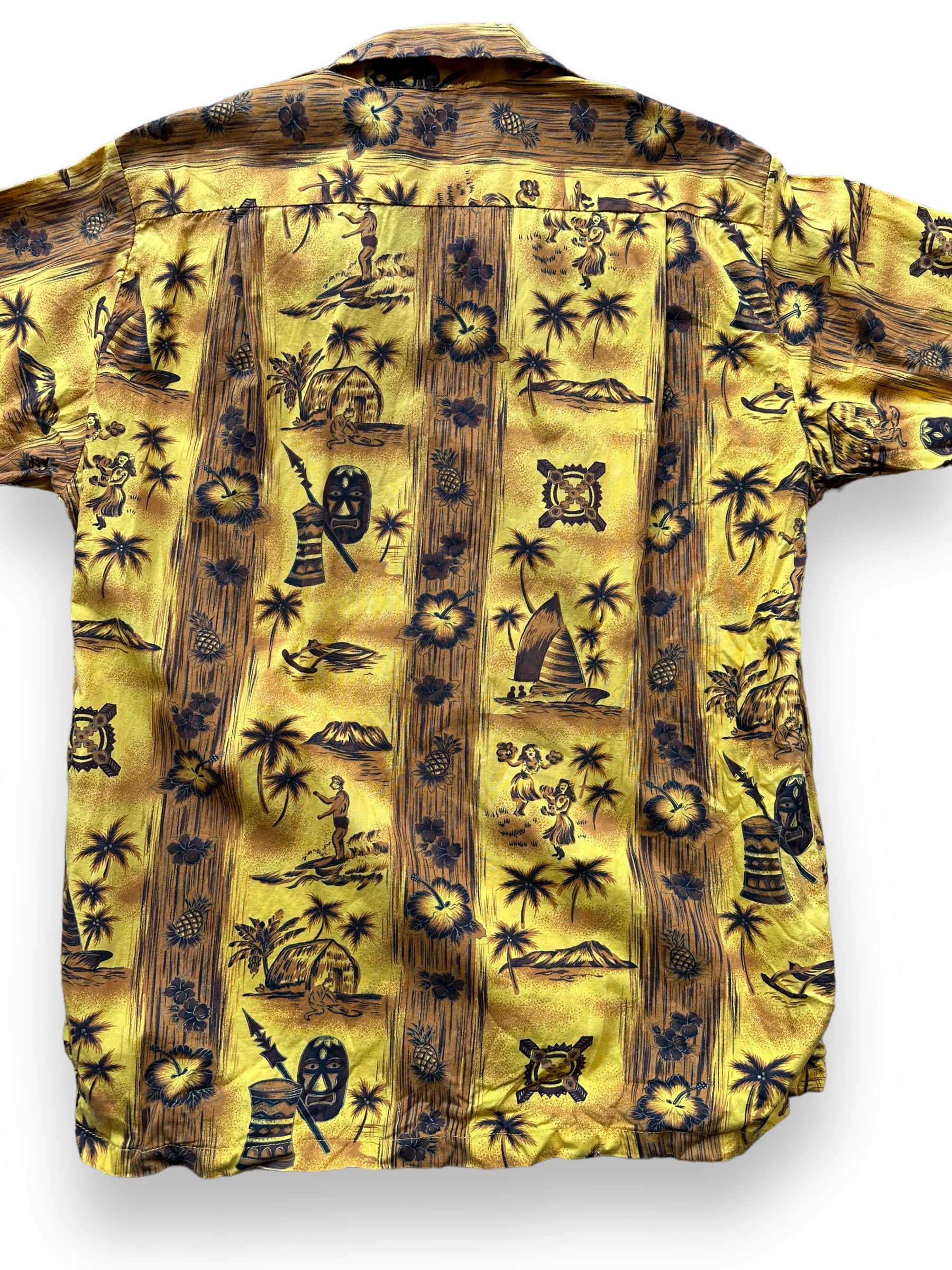 Rear Detail of Vintage Made in Hawaii Cotton Aloha Shirt SZ L | Seattle Vintage Cotton Hawaiian Shirt | Barn Owl Vintage Clothing Seattle