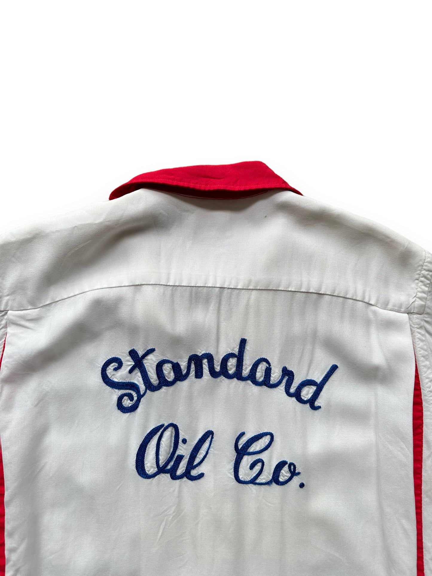 Back collar of Vintage "Standard Oil Co." Chainstitched Bowling Shirt SZ M | Vintage Bowling Shirt Seattle | Barn Owl Vintage Seattle