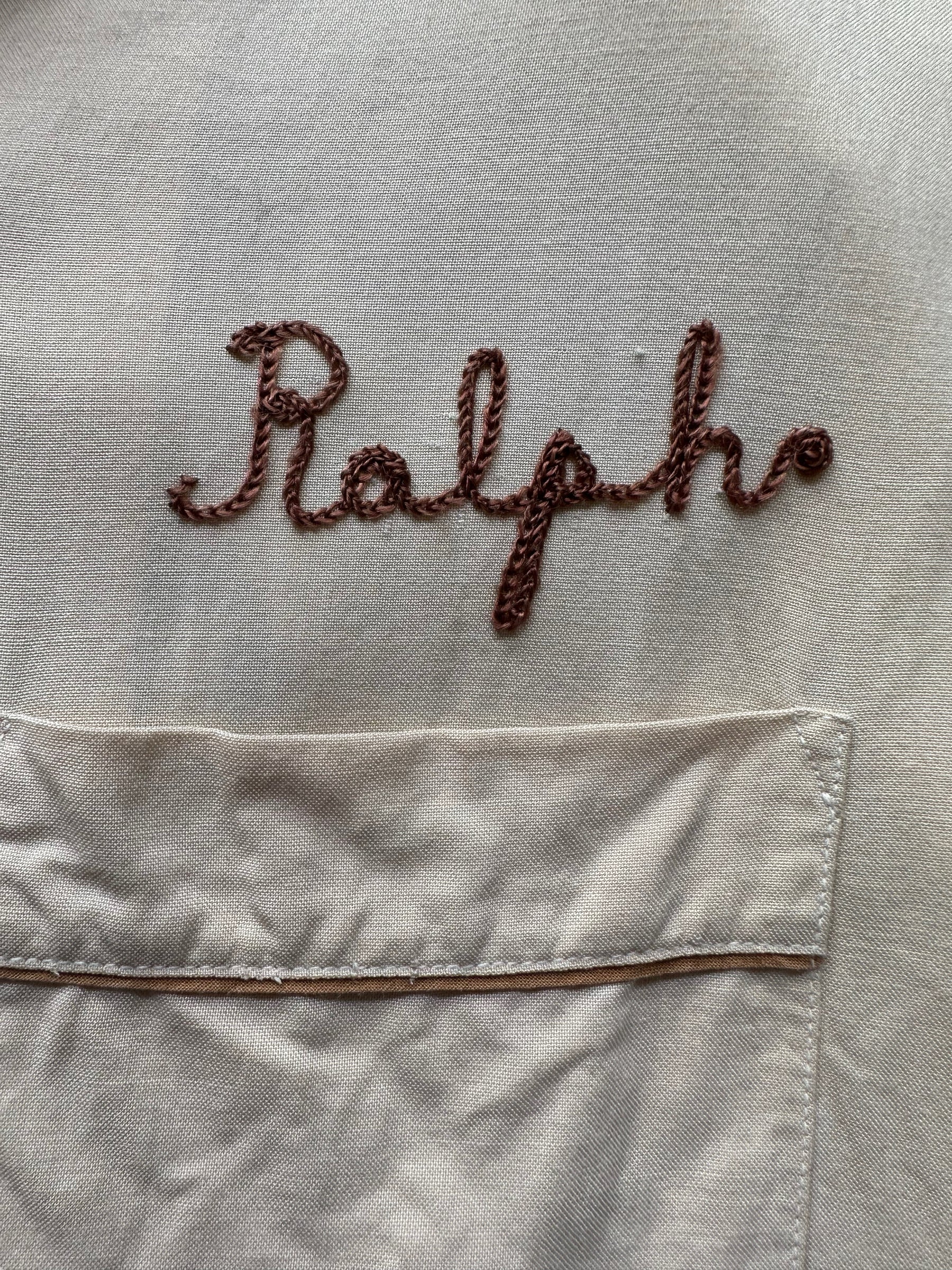 "Ralph" name on Vintage "Wood Conversion Office" Bowling Shirt SZ M | Vintage Bowling Shirt Seattle | Barn Owl Vintage Seattle