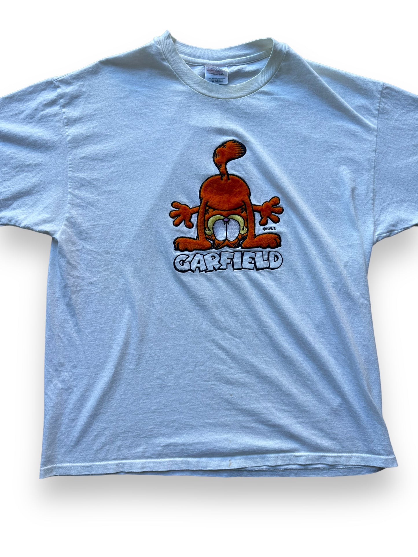 Front close up of Vintage Garfield Fuzzy Print Tee SZ XL |  Vintage Cat Tee Seattle | Barn Owl Vintage