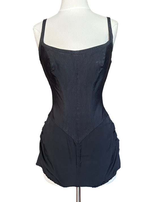 Full front view of Vintage 1950s Rose Marie Reid Hourglass Malliot | Seattle Vintage Swimwear | Barn Owl Ladies Vintage