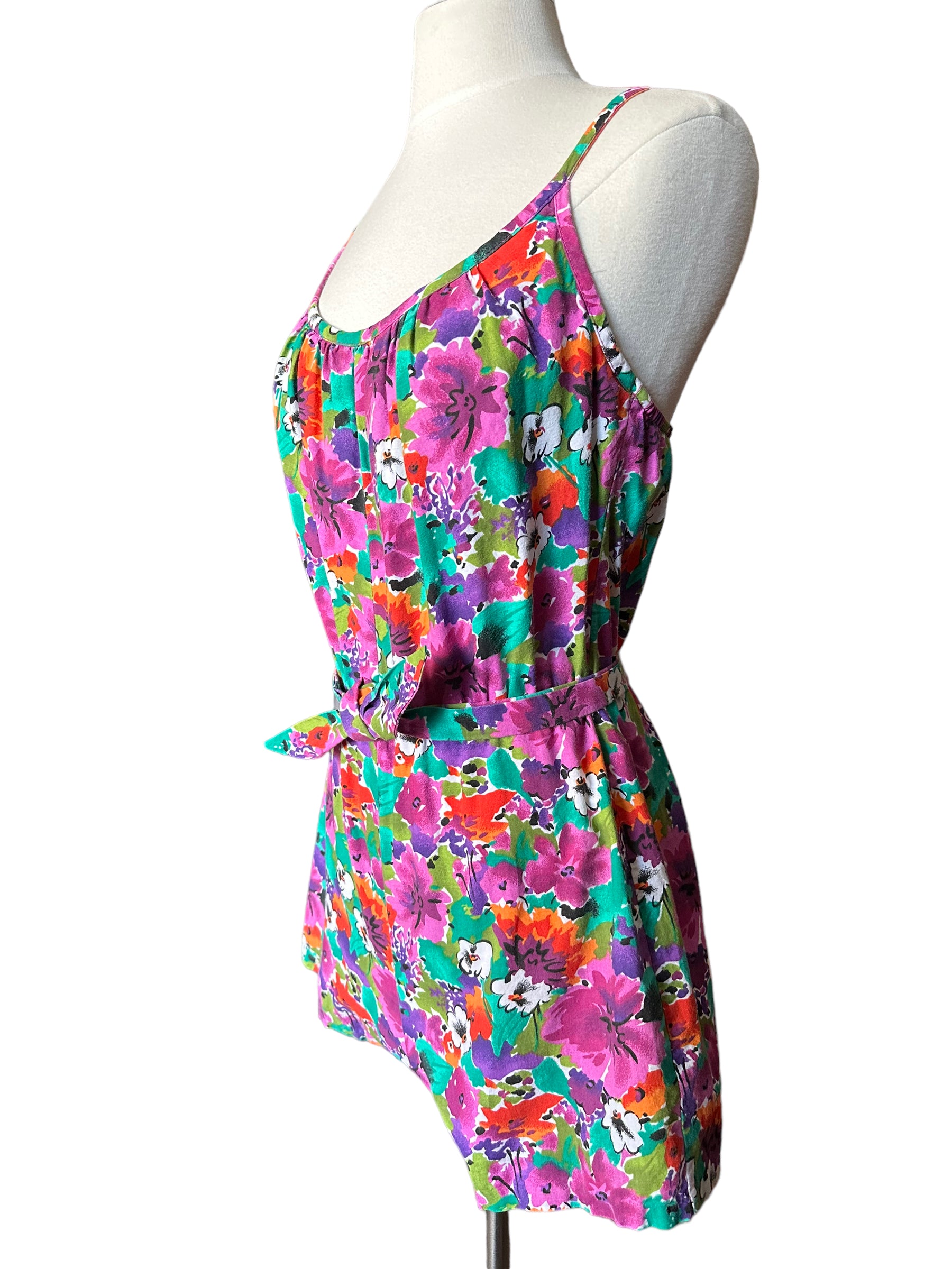 Left full side view of Vintage 1980s Catalina Floral Swimsuit | Seattle Vintage Swimwear | Barn Owl True Vintage