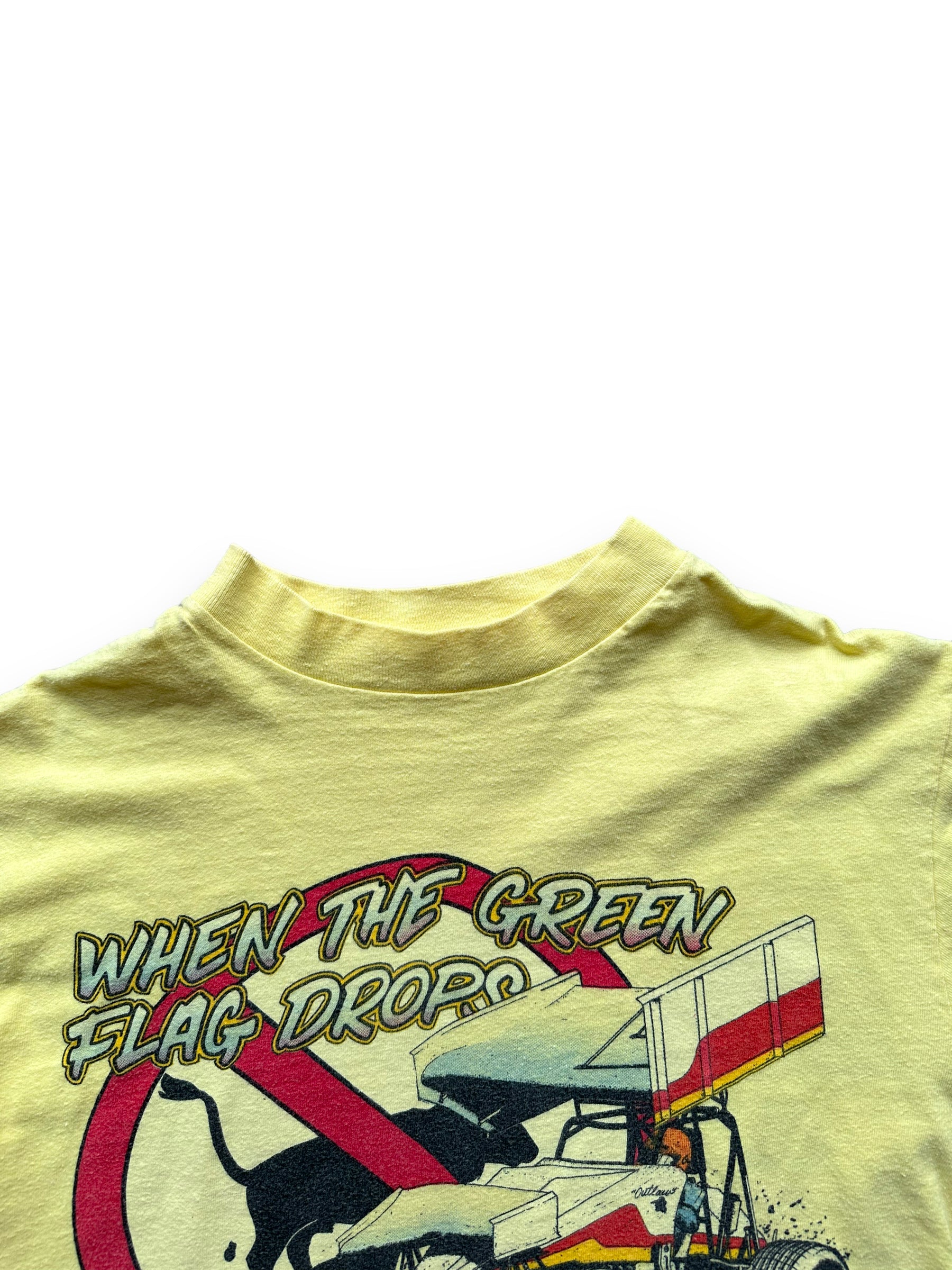Collar of Vintage Skagit Speedway BS Tee SZ S |  Vintage Auto Tee Seattle | Barn Owl Vintage