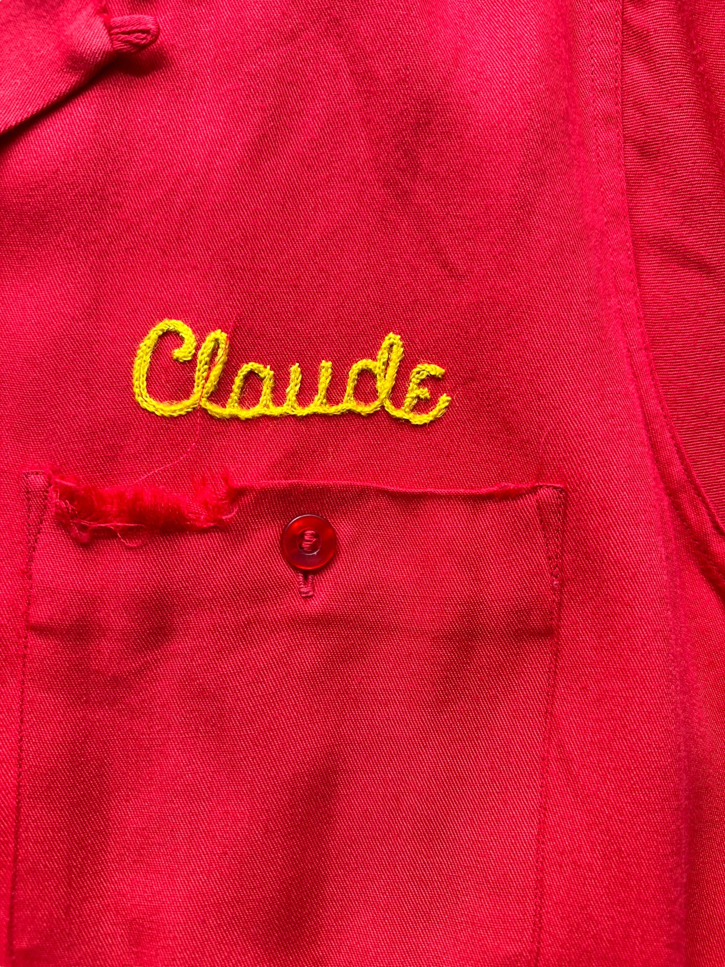 Name on Vintage "Shearer's Service Station" Chainstitched Bowling Shirt SZ M | Vintage Bowling Shirt Seattle | Barn Owl Vintage Seattle