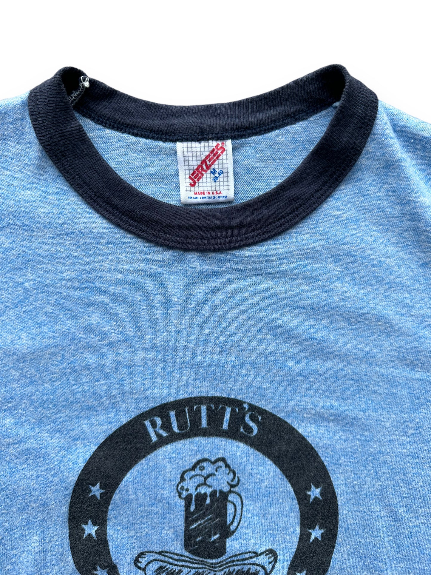 Tag View of Vintage Rutt's Hut Hot Dog Ringer Tee SZ M | Vintage T-Shirts Seattle | Barn Owl Vintage Tees Seattle