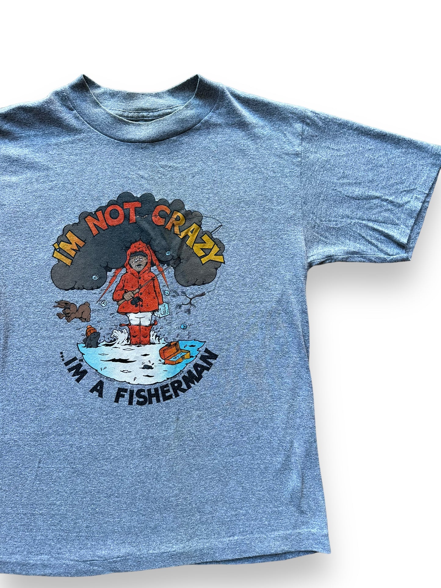 Front left of Vintage "I'm Not Crazy I'm A Fisherman" Tee SZ S |  Vintage Fishing Tee Seattle | Barn Owl Vintage