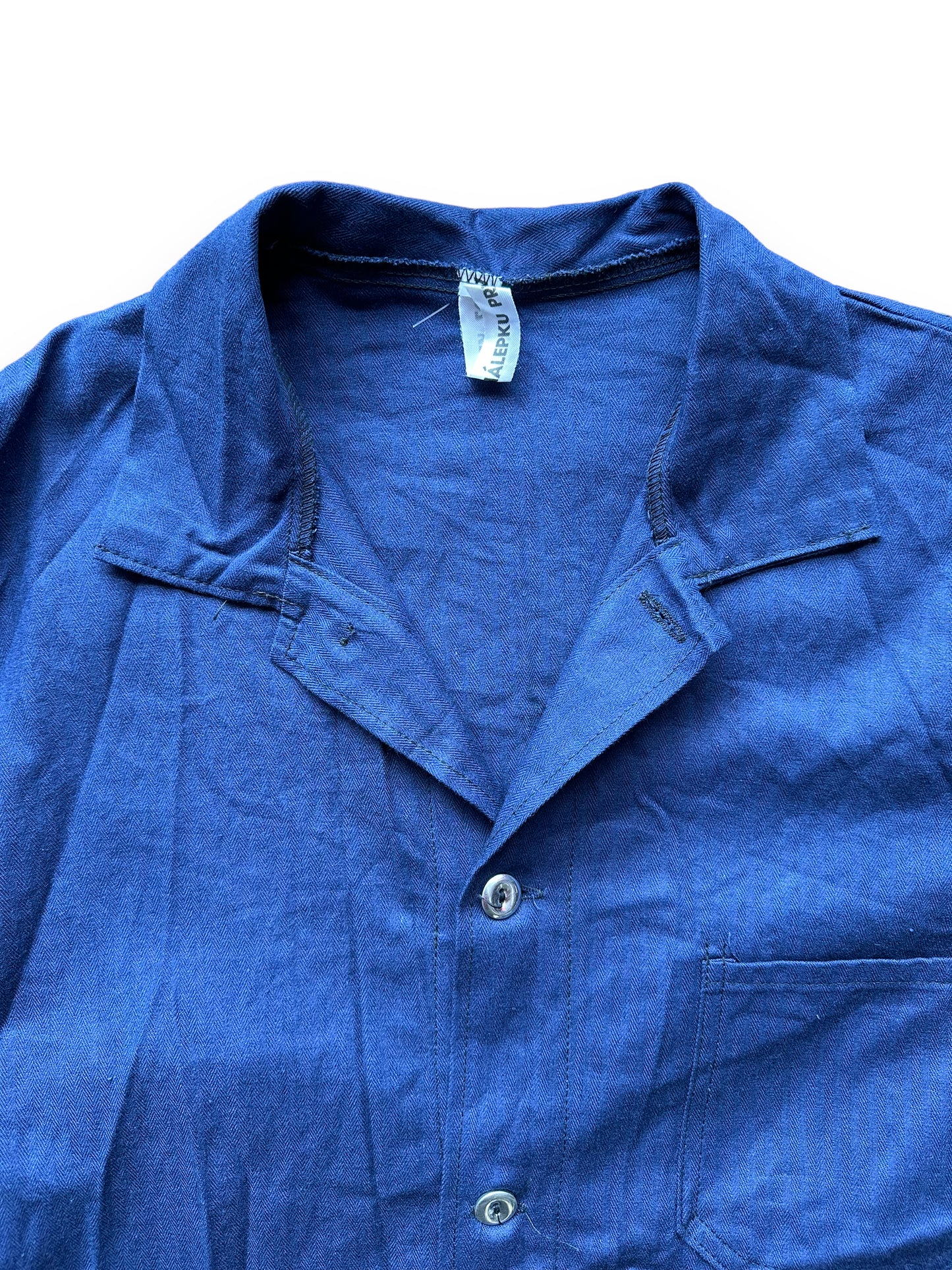 Upper Front View of Vintage Light Cotton European Workwear Shirt SZ M | Vintage European Workwear Seattle | Barn Owl Vintage Goods Seattle