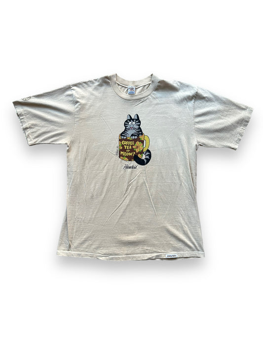 Front of Vintage B. Kliban "Coffee Tea or Meow?" Tee SZ XL |  Vintage Cat Tee Seattle | Barn Owl Vintage