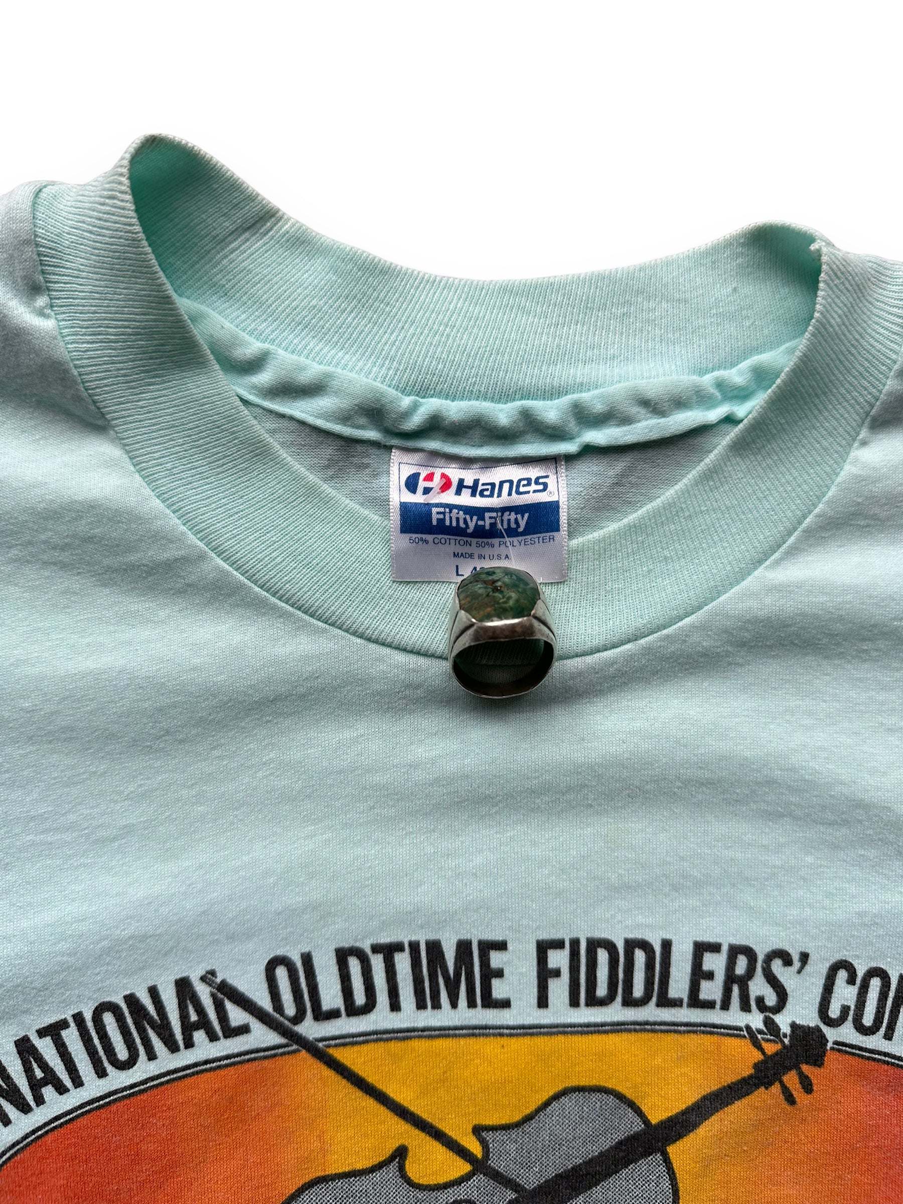 Tag shot of Vintage National Old Timers Fiddler Tee SZ L | Vintage Weiser Idaho T-Shirts | Barn Owl Vintage Tees Seattle