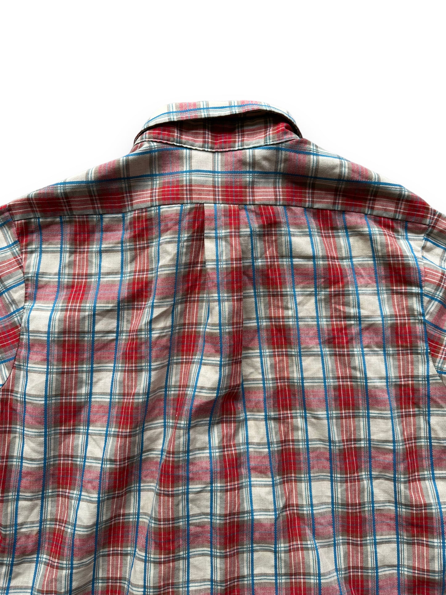 Back top half of Vintage Plaid Par Four Sportswear Button Up Shirt SZ M | Vintage Cotton Flannel Seattle | Barn Owl Vintage Seattle