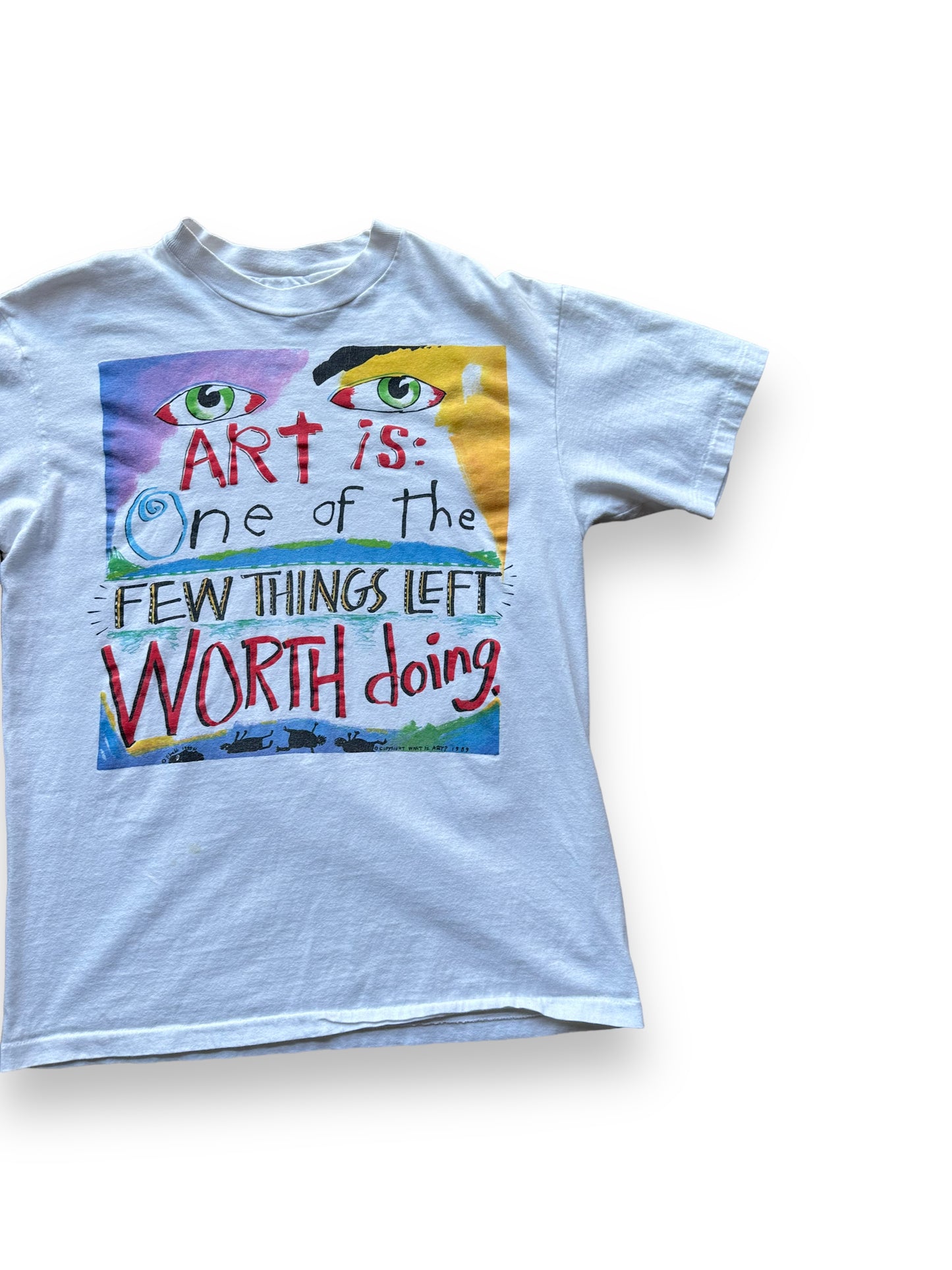 Front left of Vintage "Art is Worth Doing" Fred Babb Tee SZ L |  Vintage Art Tee Seattle | Barn Owl Vintage