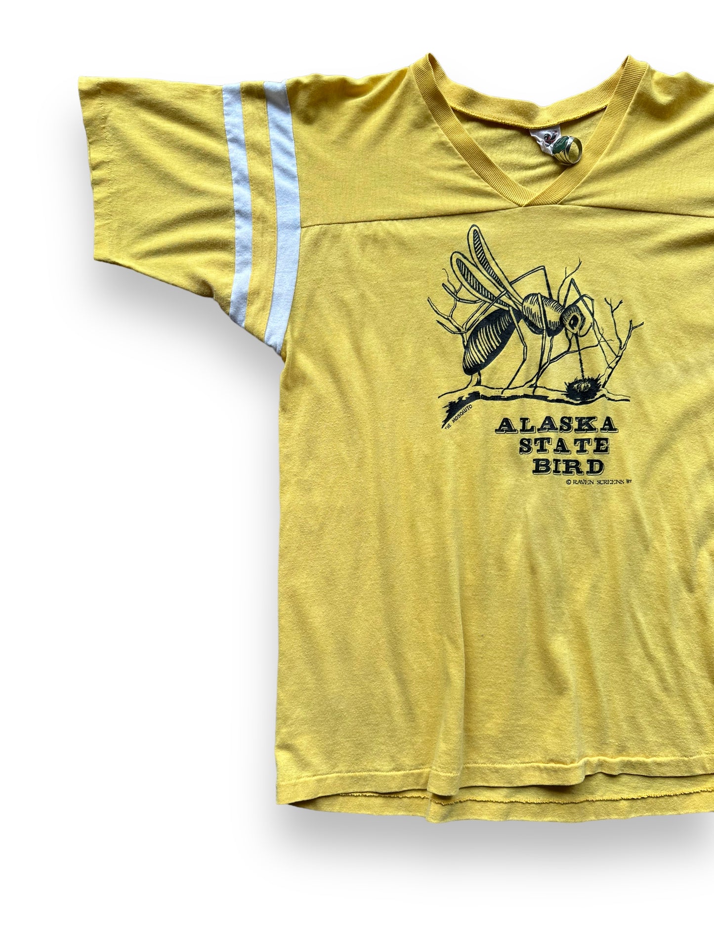 Front Right View of Vintage Alaska State Bird Tee SZ XL | Vintage Single Stitch Alaska T-Shirts Seattle | Barn Owl Vintage Tees Seattle