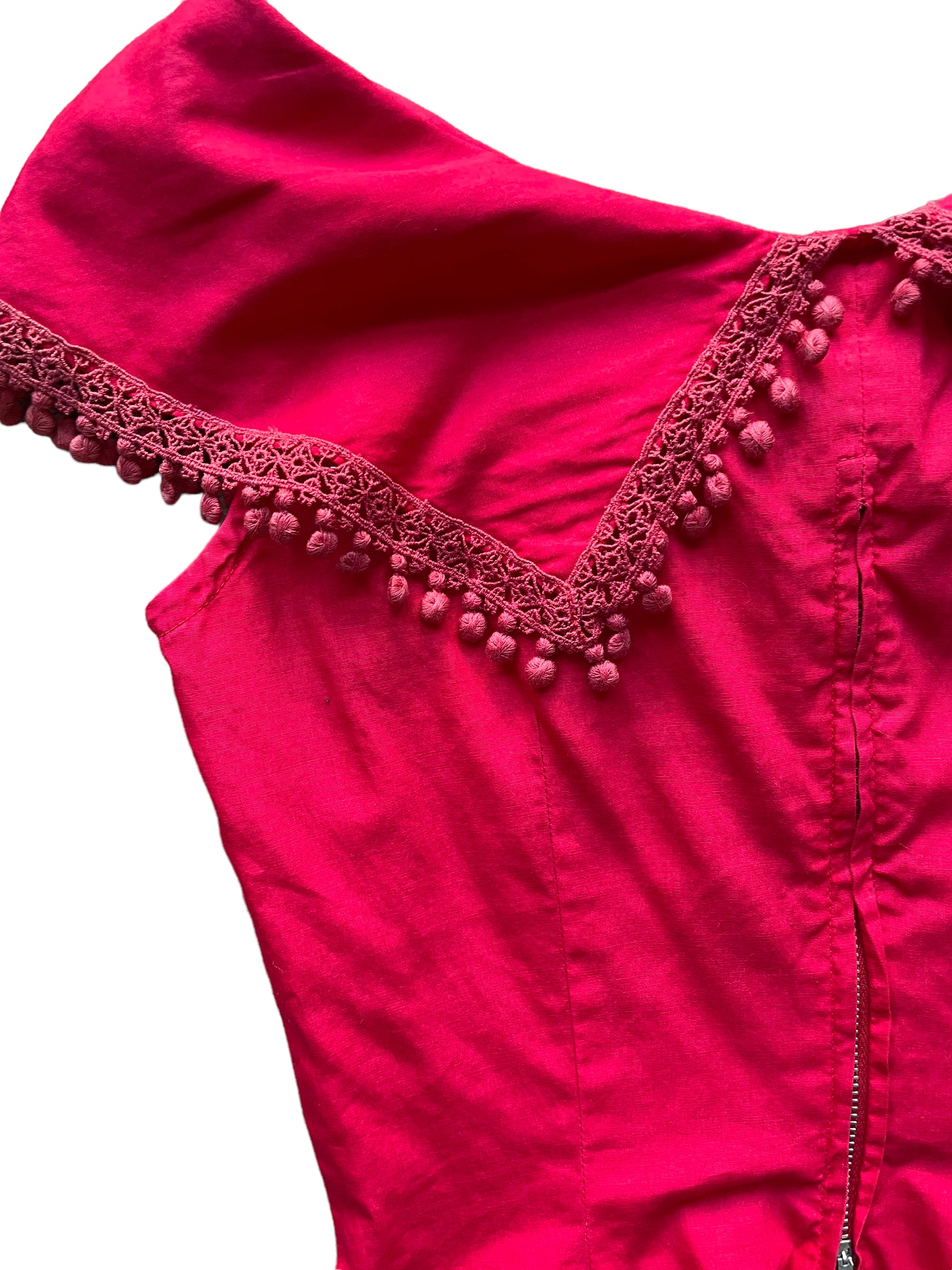Back left sleeve view of Vintage 1950s Ed Kolber Tiered Skirt And Top Set SZ XXS | Seattle True Vintage Dresses | Barn Owl Vintage