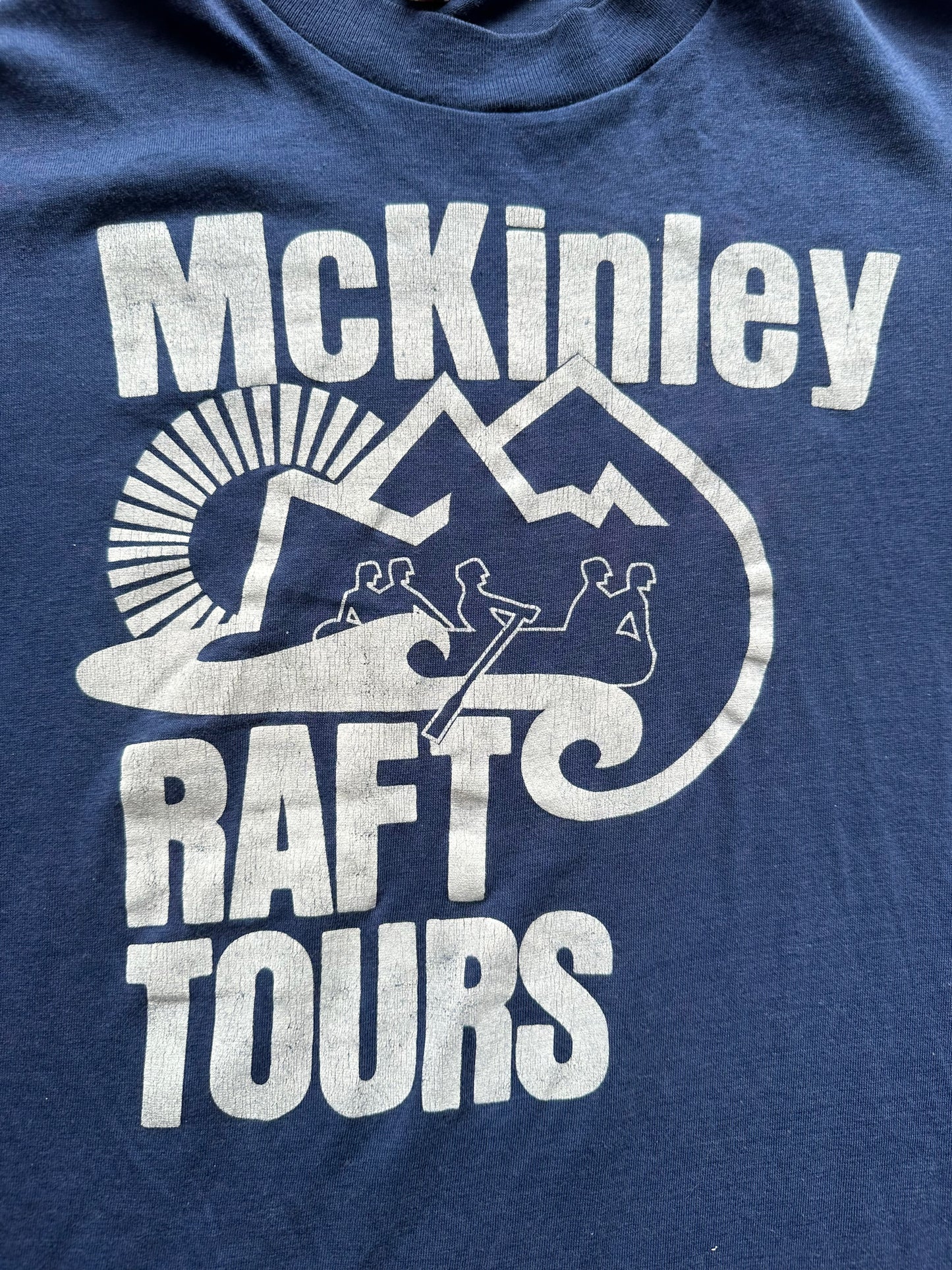 Graphic of Vintage McKinley Raft Tours Tee SZ S | Vintage Graphic Tee Seattle | Barn Owl Vintage