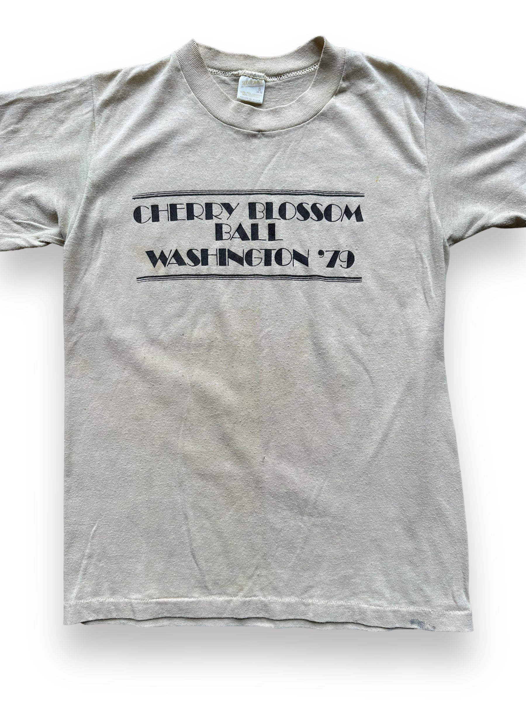 Front Detail on Vintage Washington Cherry Blossom Ball 1979 Tee SZ S | Vintage Single Stitch T-Shirts Seattle | Barn Owl Vintage Tees Seattle