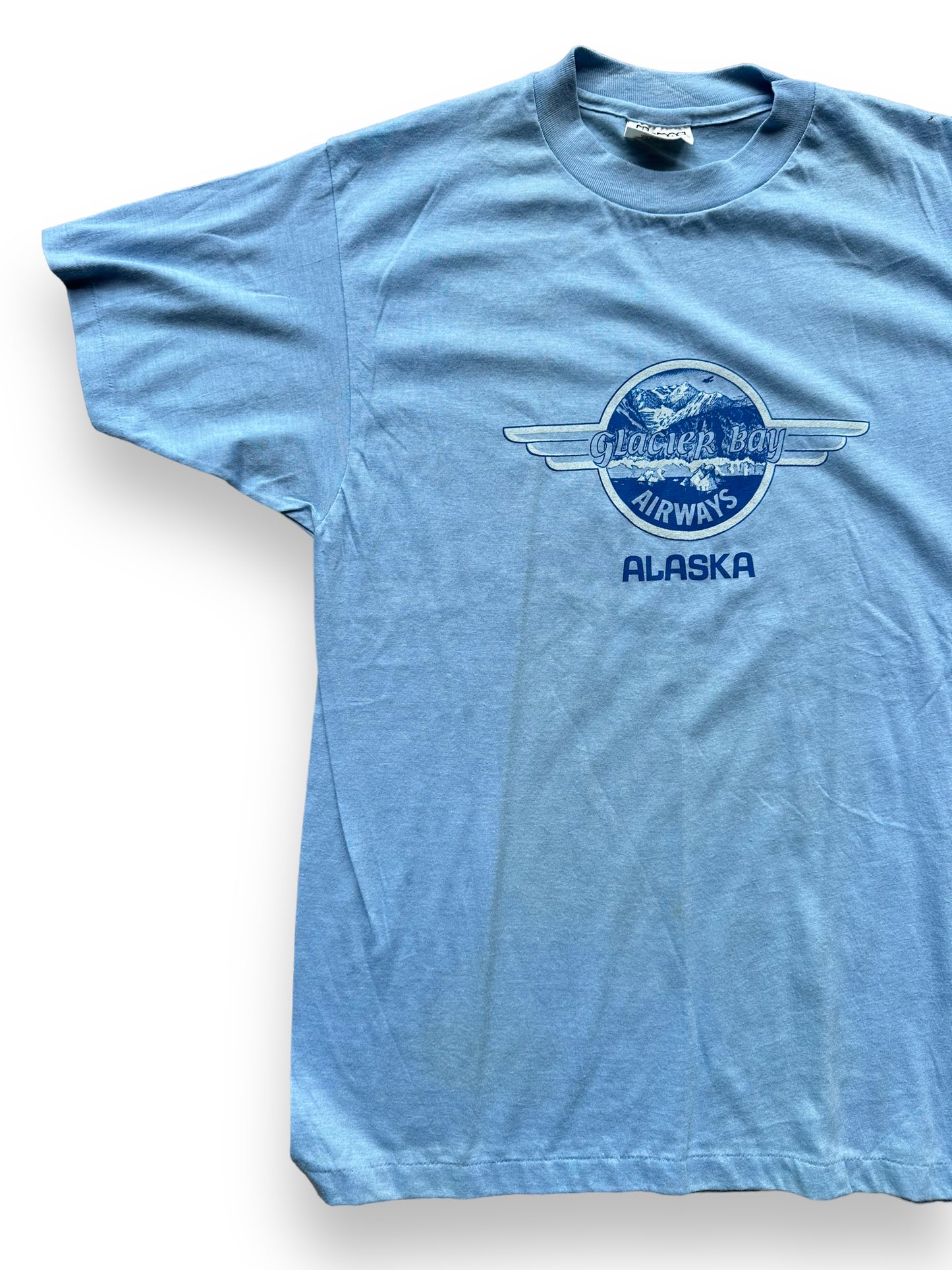 Right front shot of Vintage Glacier Bay Airways Alaska Tee SZ L | Vintage T-Shirts Seattle | Barn Owl Vintage Tees Seattle