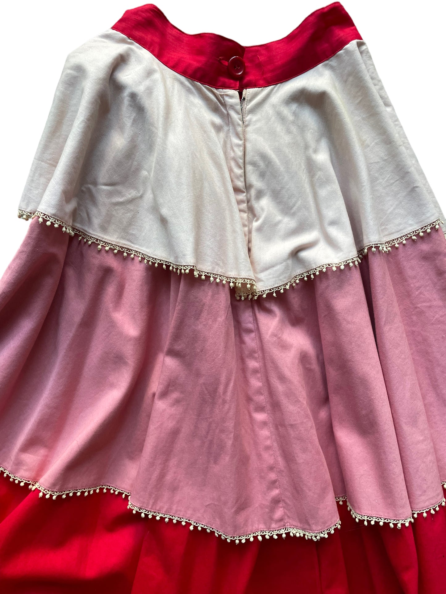 Top back view of skirt Vintage 1950s Ed Kolber Tiered Skirt And Top Set SZ XXS | Seattle True Vintage Dresses | Barn Owl Vintage