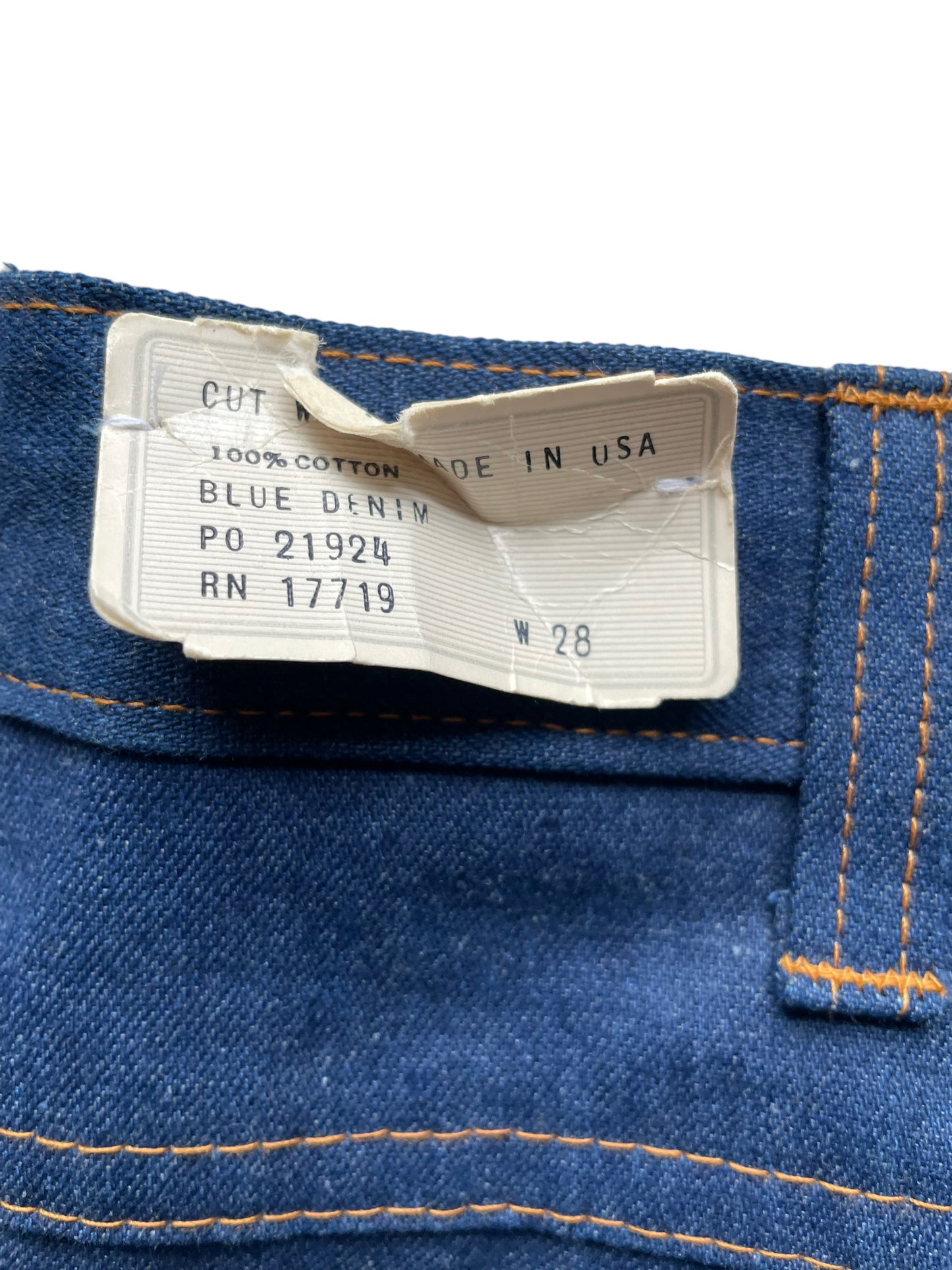 Tag view of Vintage Deadstock Work Wear Denim