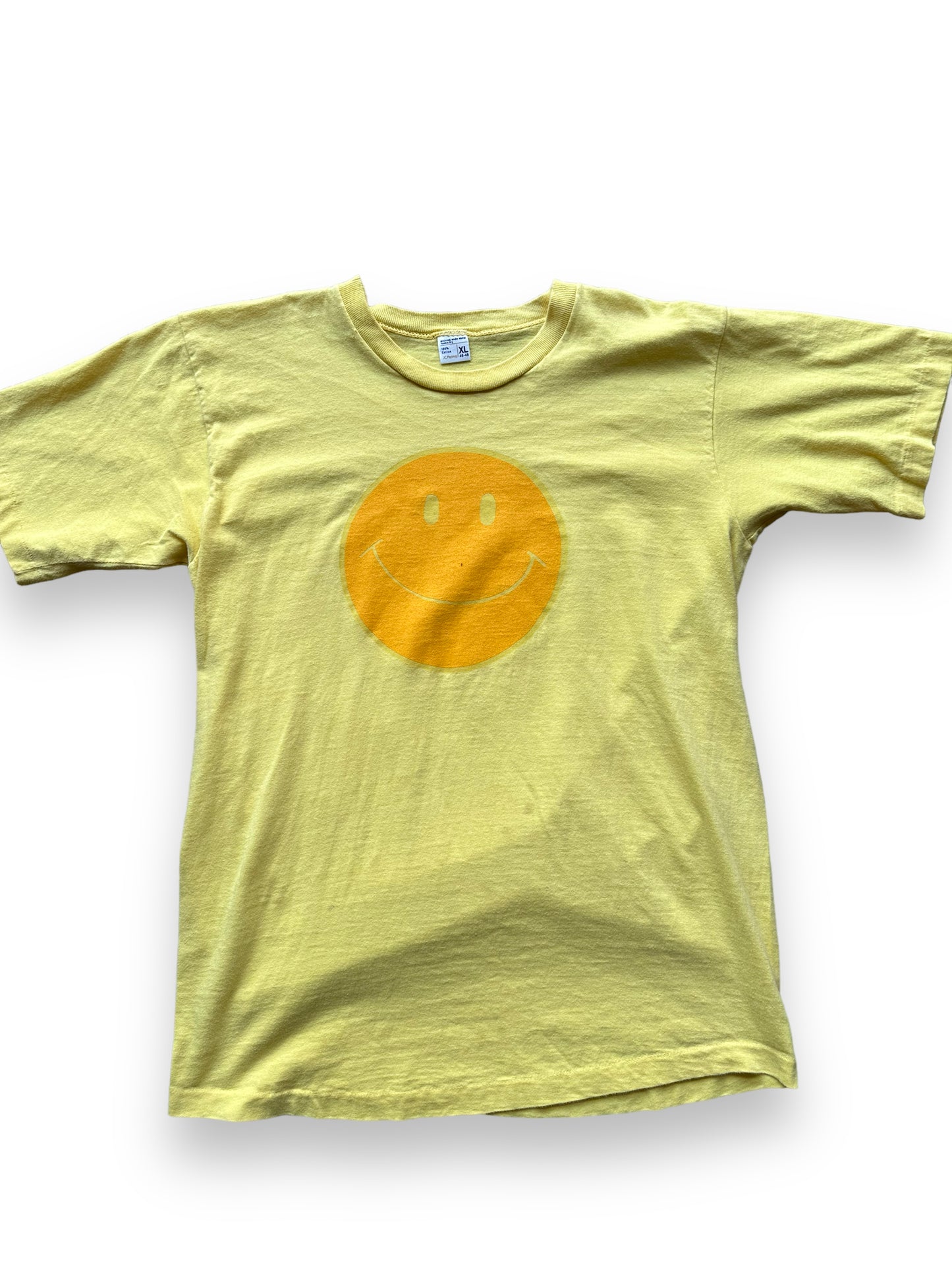 Front close up of Vintage 70's Smiley Face Tee SZ XL |  Vintage Art Tee Seattle | Barn Owl Vintage