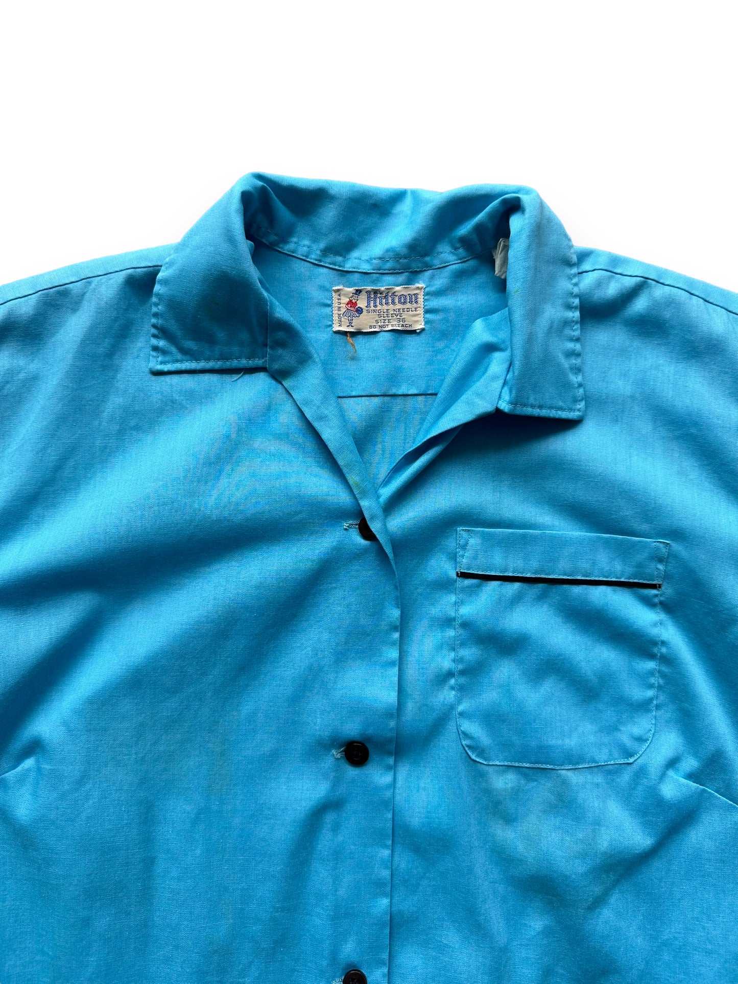 Collar of Vintage "Shoreline High" Chainstitched Bowling Shirt SZ 36 | Vintage Bowling Shirt Seattle | Barn Owl Vintage Seattle