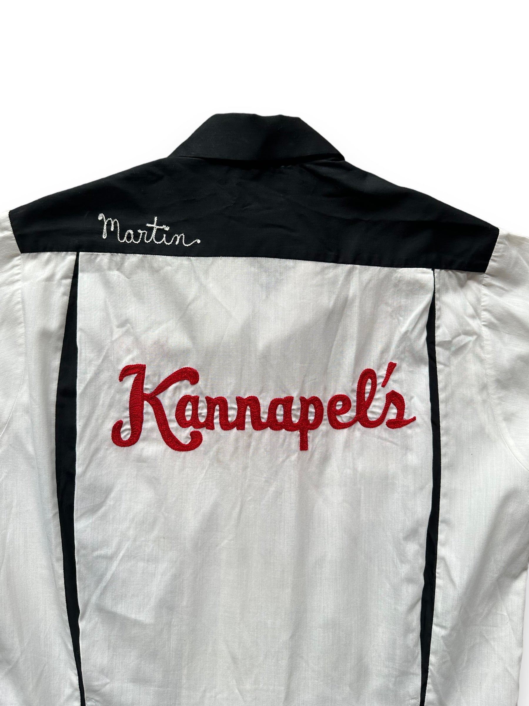 Back embroidery on Vintage "Kannapel's" Chainstitched Bowling Shirt SZ 14 | Vintage Bowling Shirt Seattle | Barn Owl Vintage Seattle