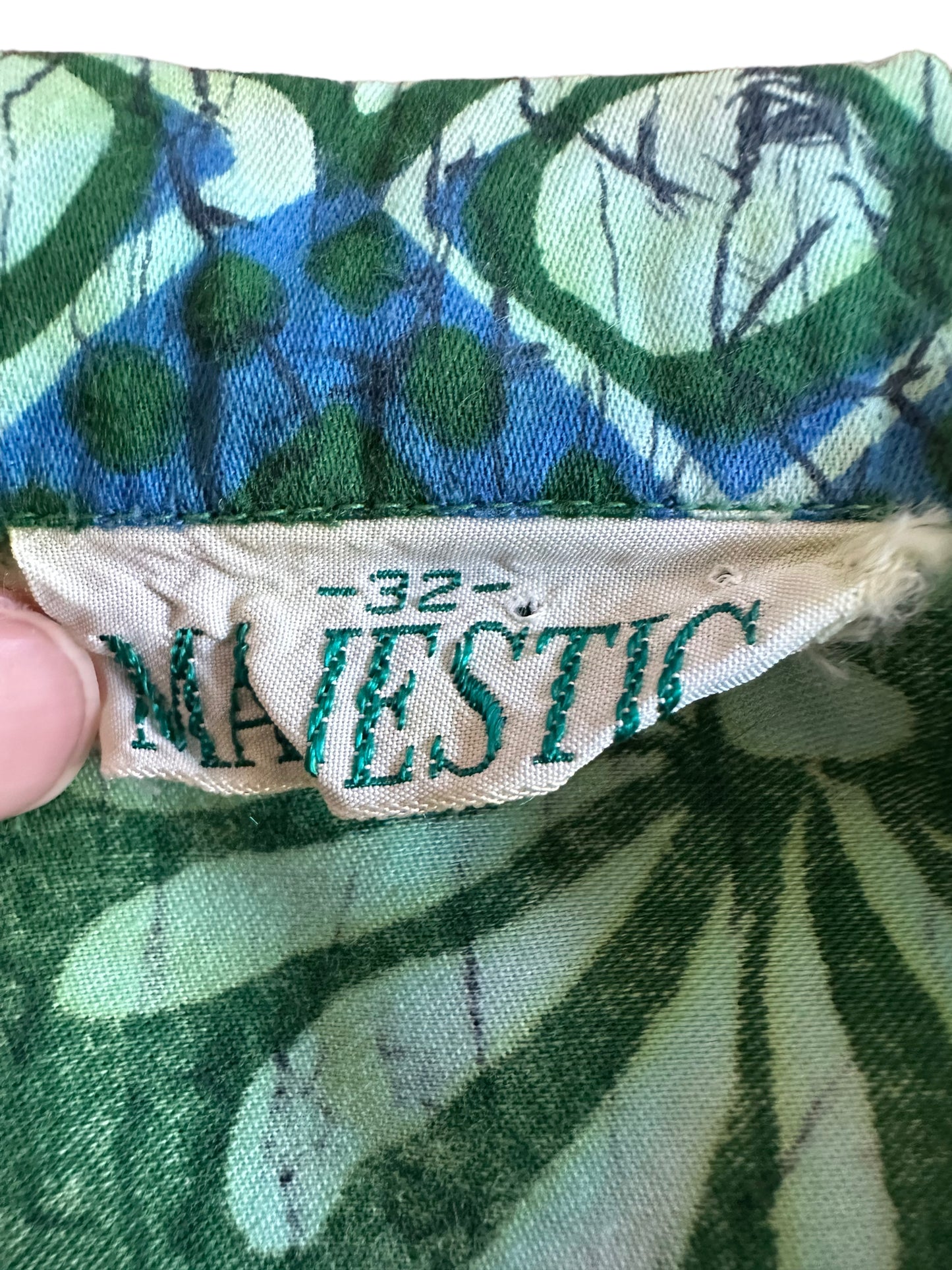 Tag view of Vintage 1950s Batik Style Shirt | Seattle Vintage Ladies Clothing | Barn Owl True Vintage