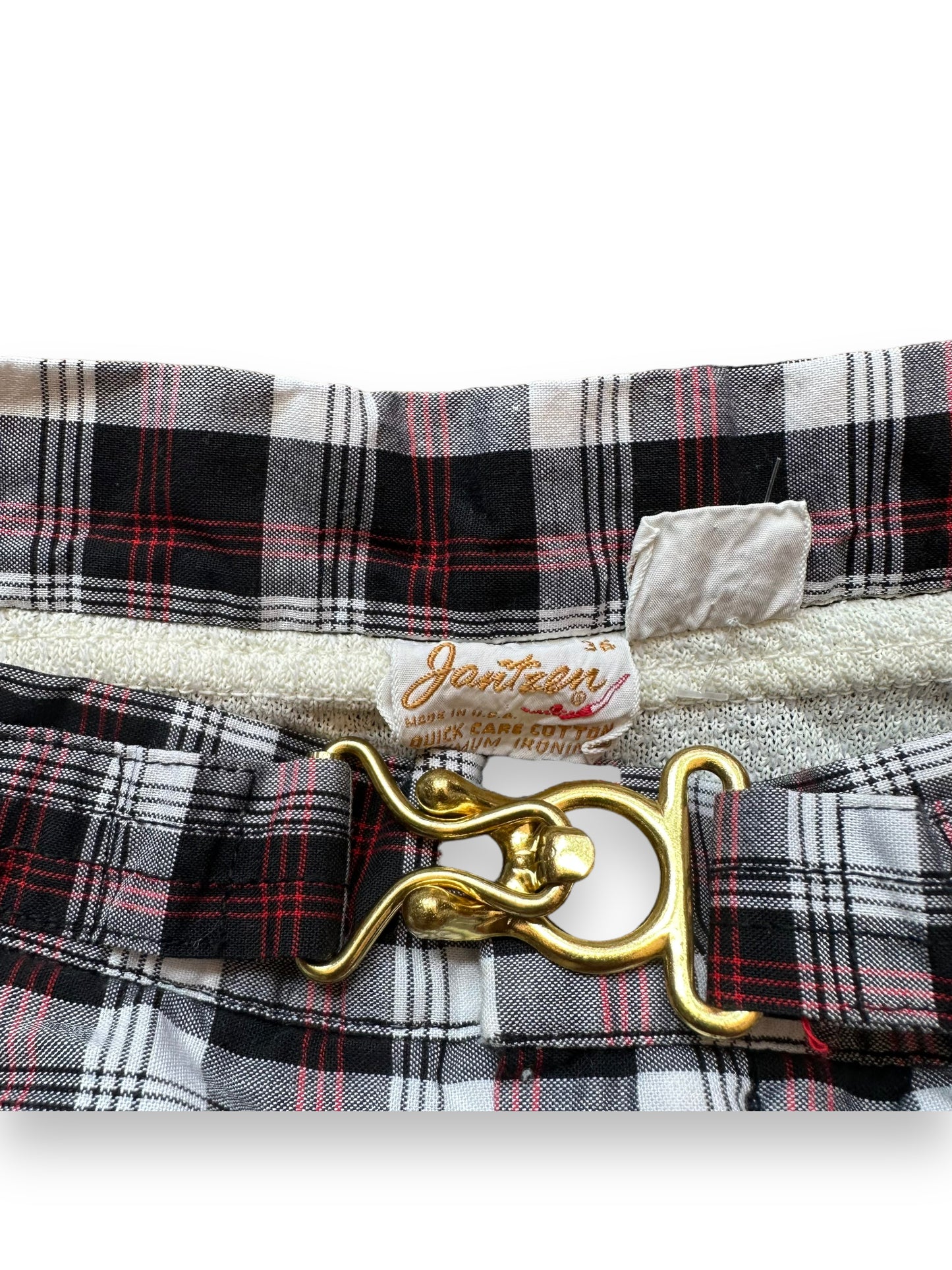 Shorts buckle on Vintage Jantzen Quick Care Cotton 3 Piece Cabana Set | Barn Owl Vintage Seattle | Vintage Beachwear Seattle