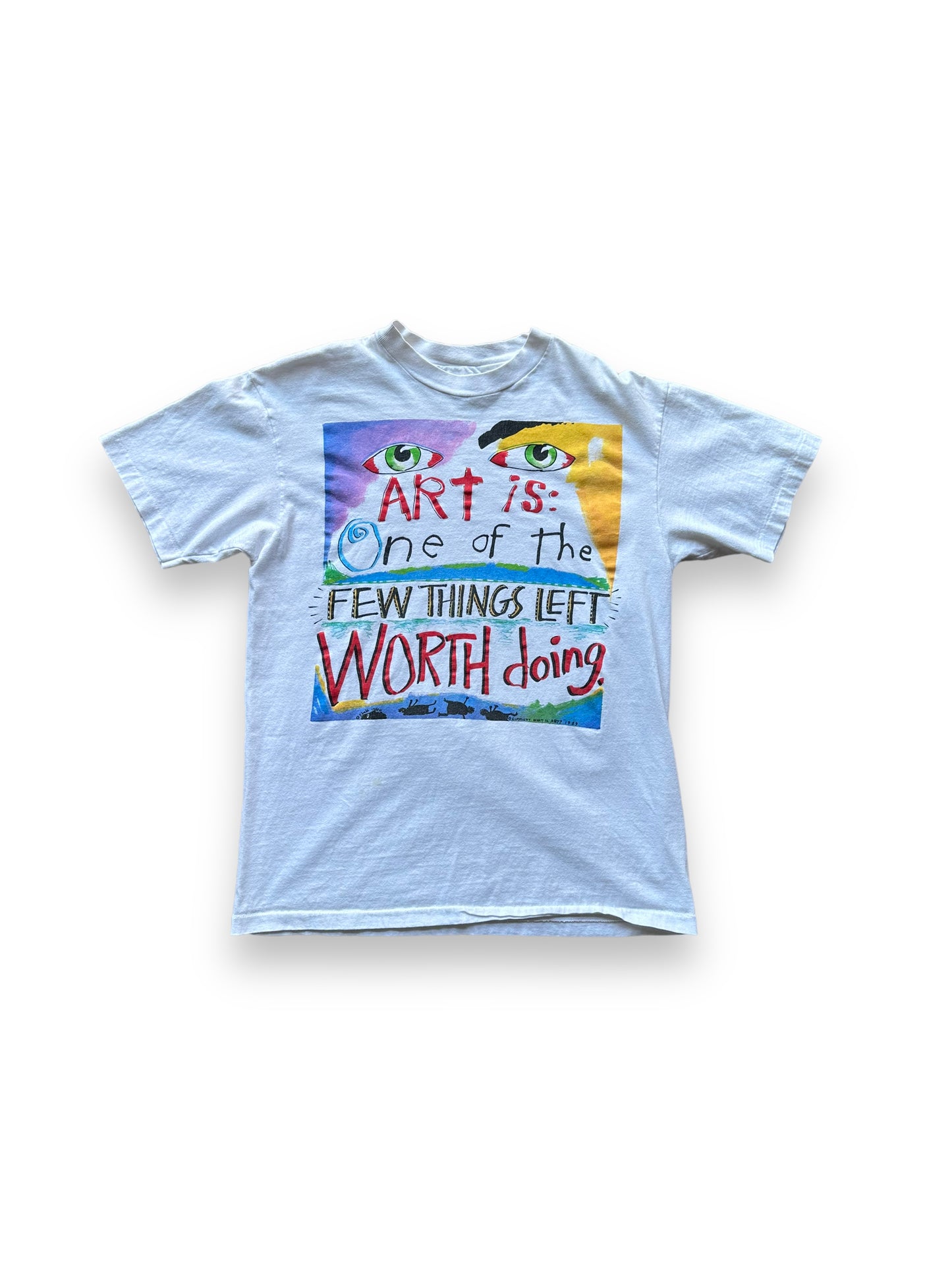 Front of Vintage "Art is Worth Doing" Fred Babb Tee SZ L |  Vintage Art Tee Seattle | Barn Owl Vintage