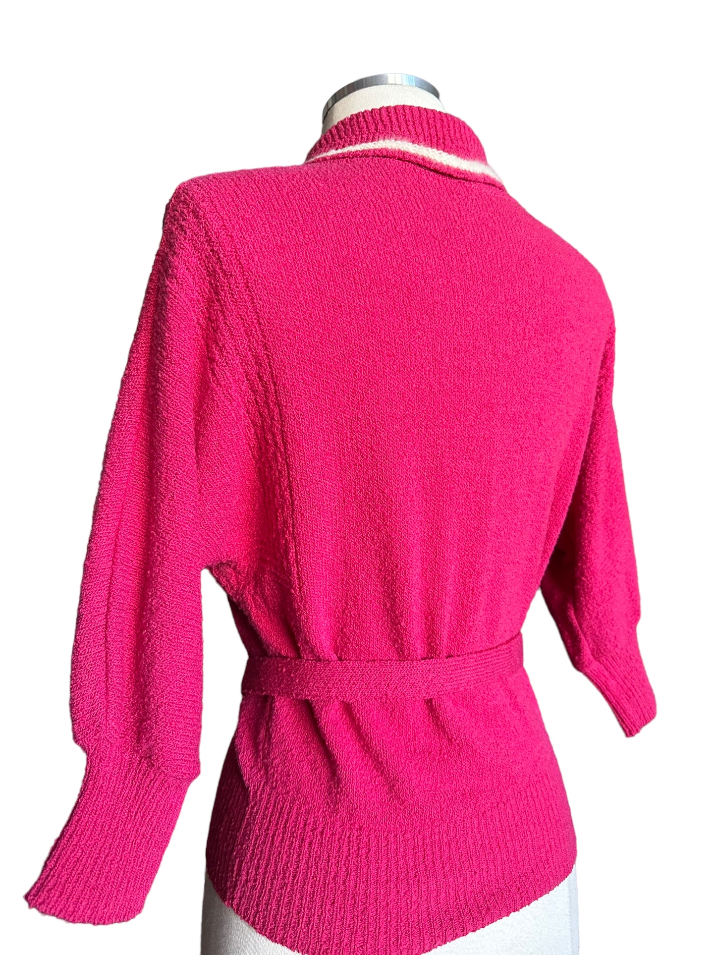 Back side view of Vintage 1950s Pink Sweater With Belt | Vintage Ladies Sweaters | Barn Owl Vintage Seattle