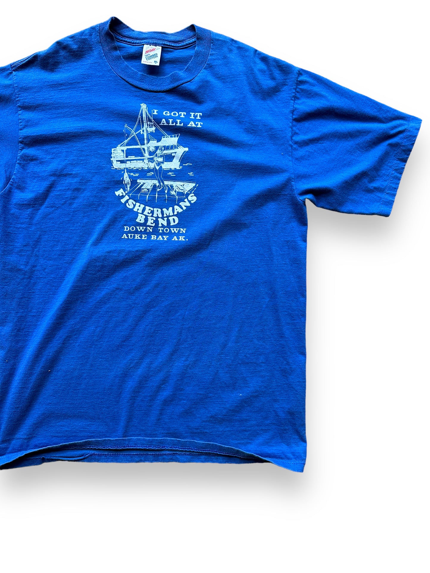 Front left of Vintage Fishermens Bend Alaska Tee SZ XL | Vintage Alaska T-Shirts Seattle | Barn Owl Vintage Tees Seattle