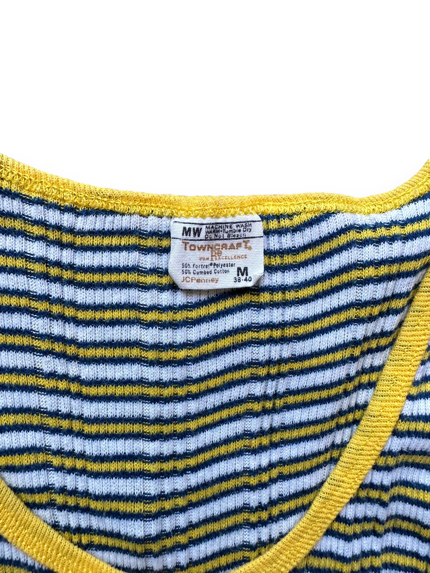 Tag View of Vintage Towncraft Striped Tank Top SZ M | Vintage Tank Top Shirts Seattle | Barn Owl Vintage Tees Seattle