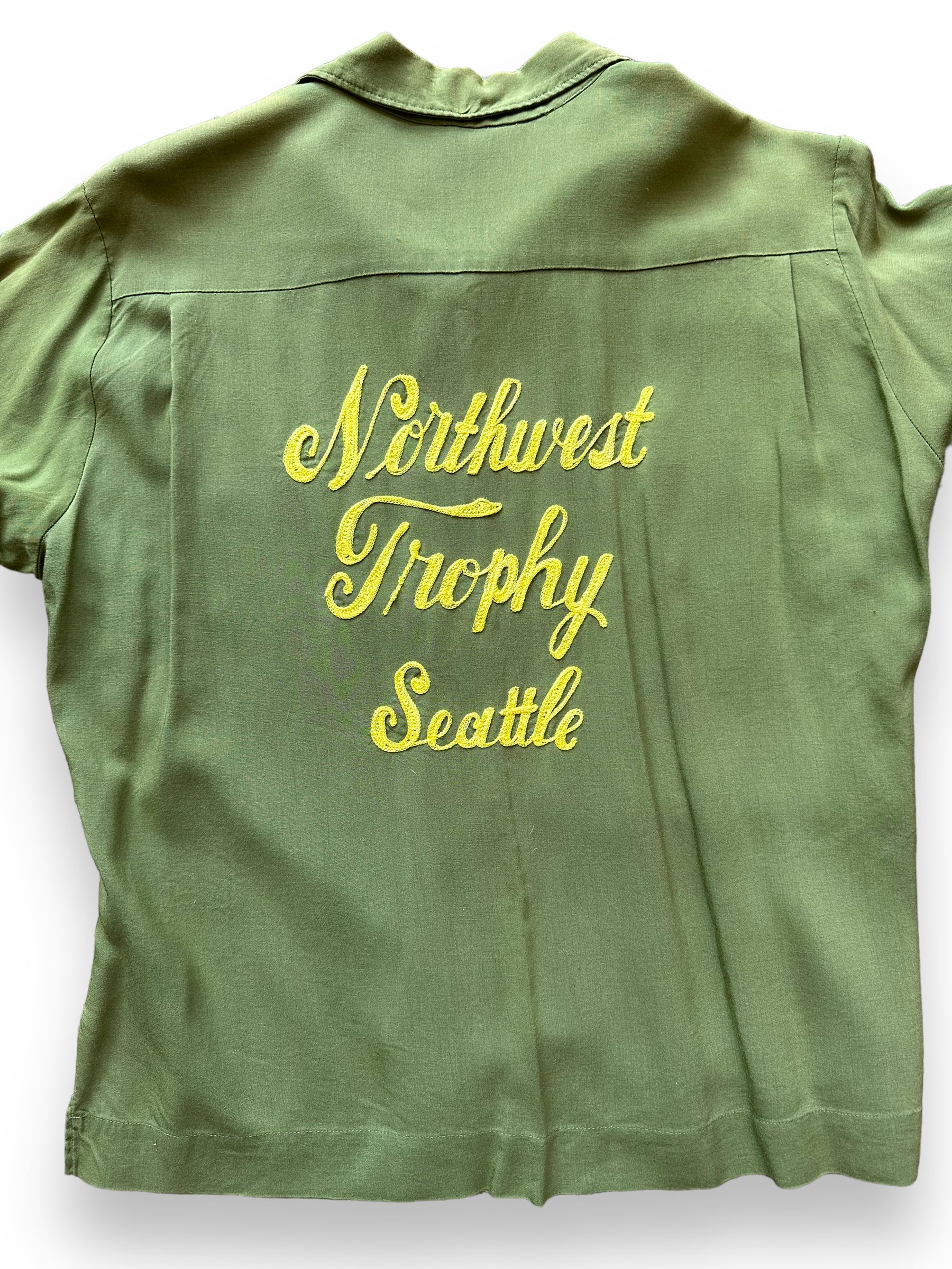 Rear Detail on Vintage Northwest Trophy Seattle Bowling Shirt SZ M | Vintage Bowling Shirt Seattle | Barn Owl Vintage Seattle