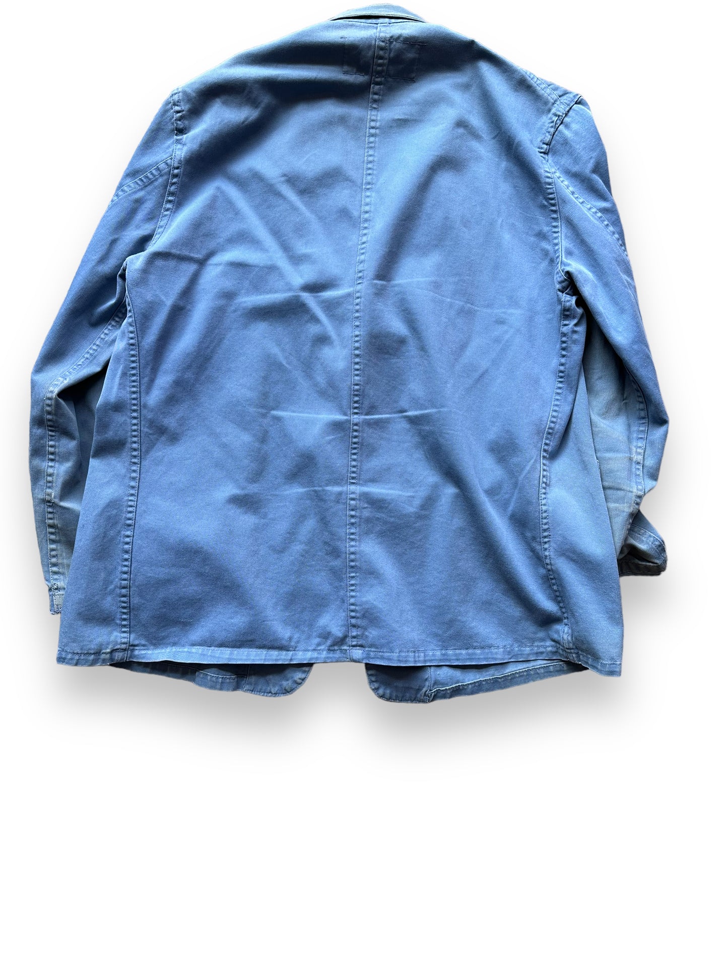 Rear View of Vintage RCA Chore Coat SZ XL | Vintage European Workwear Seattle | Barn Owl Vintage Goods Seattle