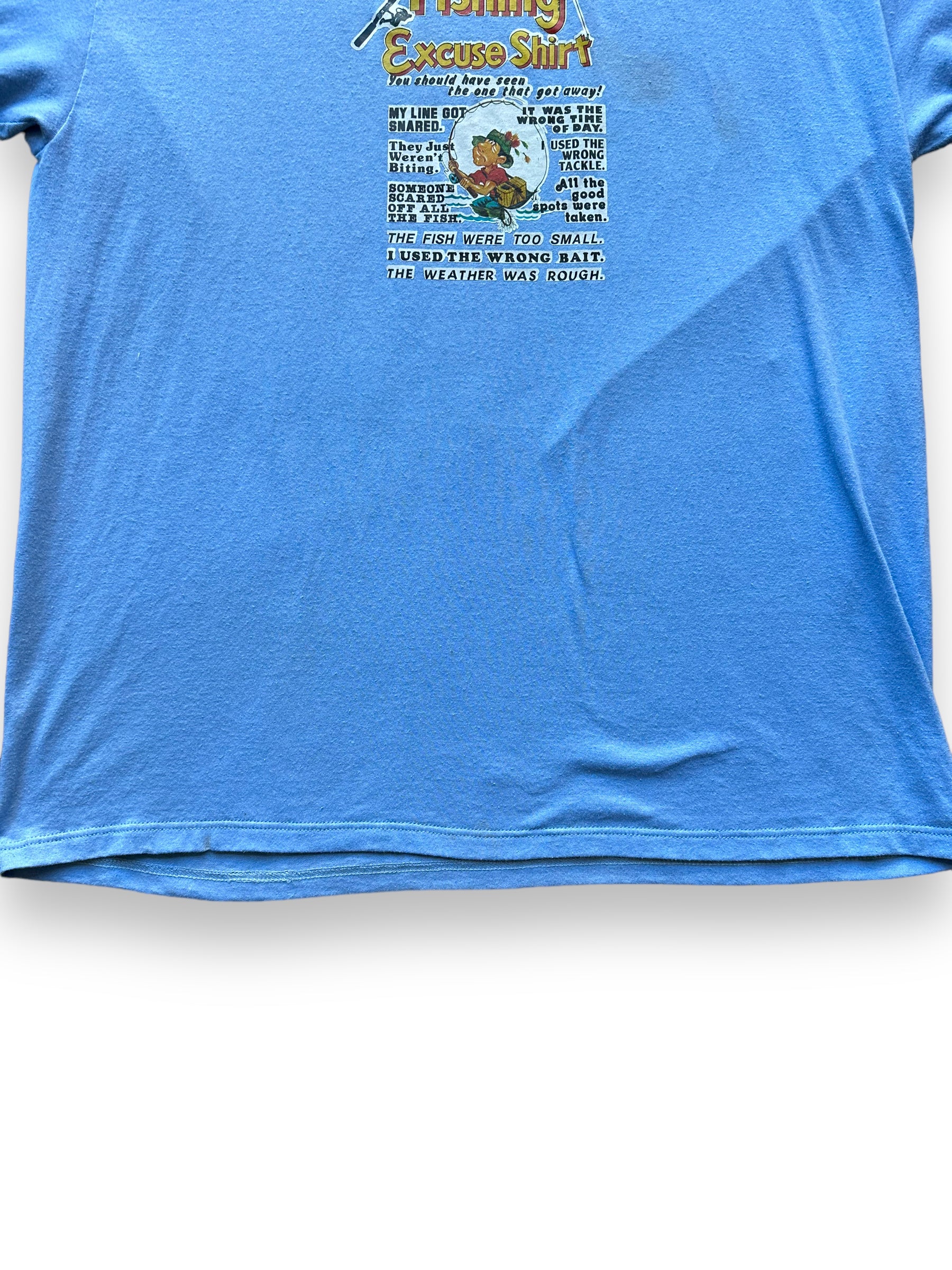 Bottom of Vintage "Fishing Excuse Shirt" Tee SZ XXL |  Vintage Fishing Tee Seattle | Barn Owl Vintage