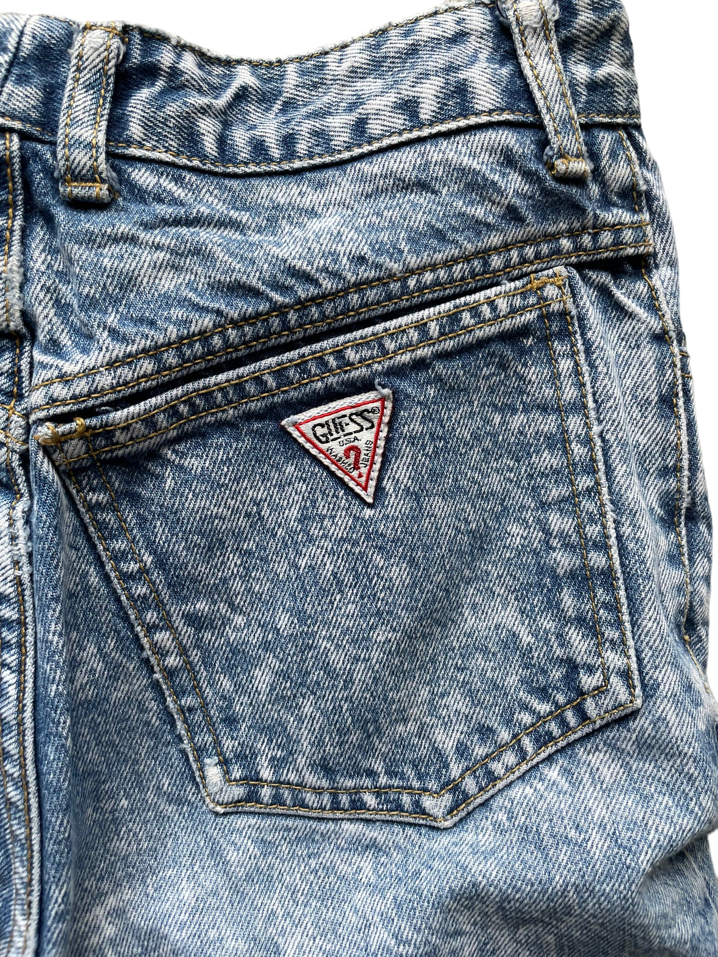 Pocket tag view of Vintage 80s Ankle Zip Acid Wash Guess Jeans