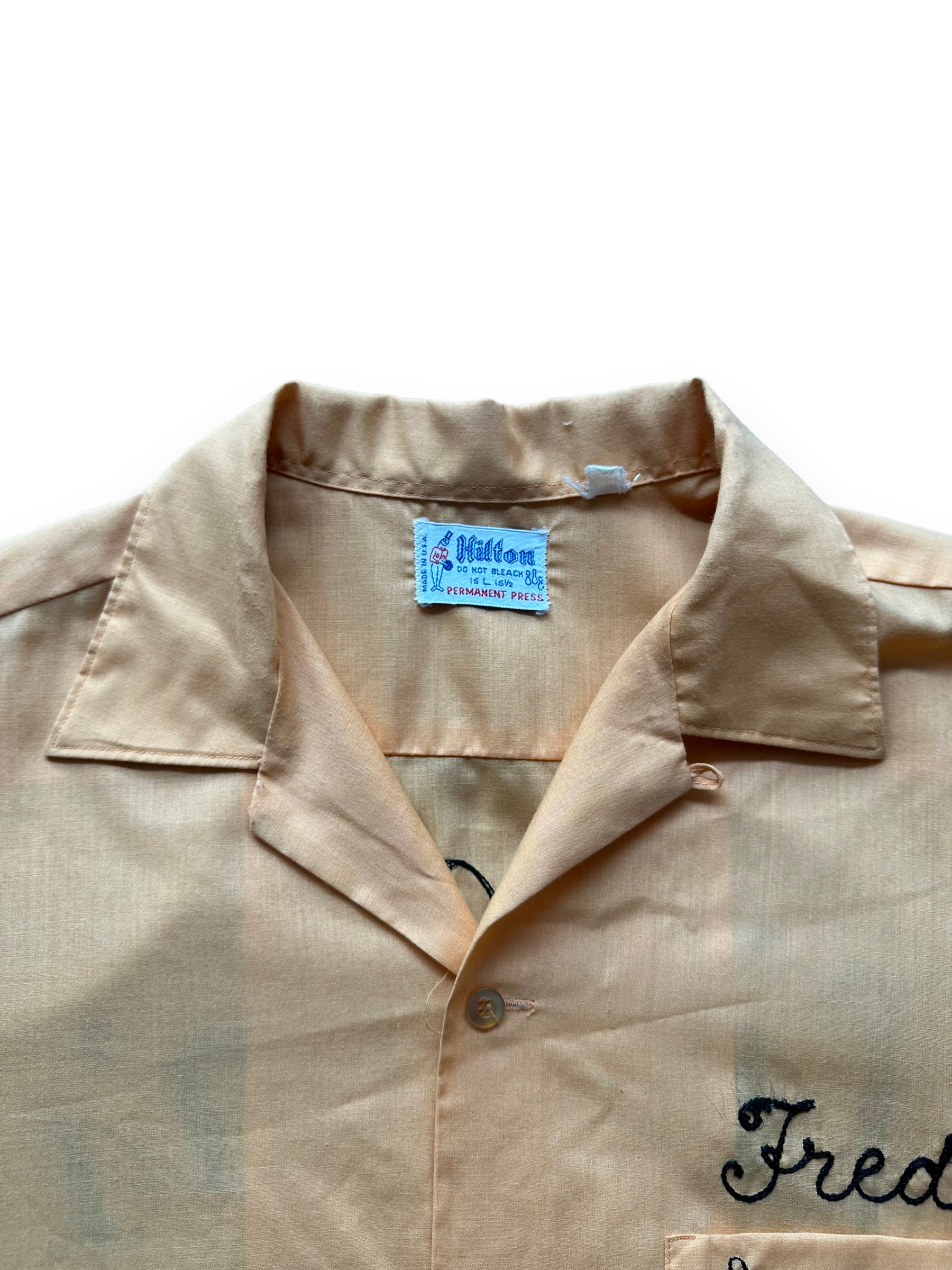 Collar of Vintage "Lil' Jon's One" Chainstitched Bowling Shirt SZ L | Vintage Bowling Shirt Seattle | Barn Owl Vintage Seattle