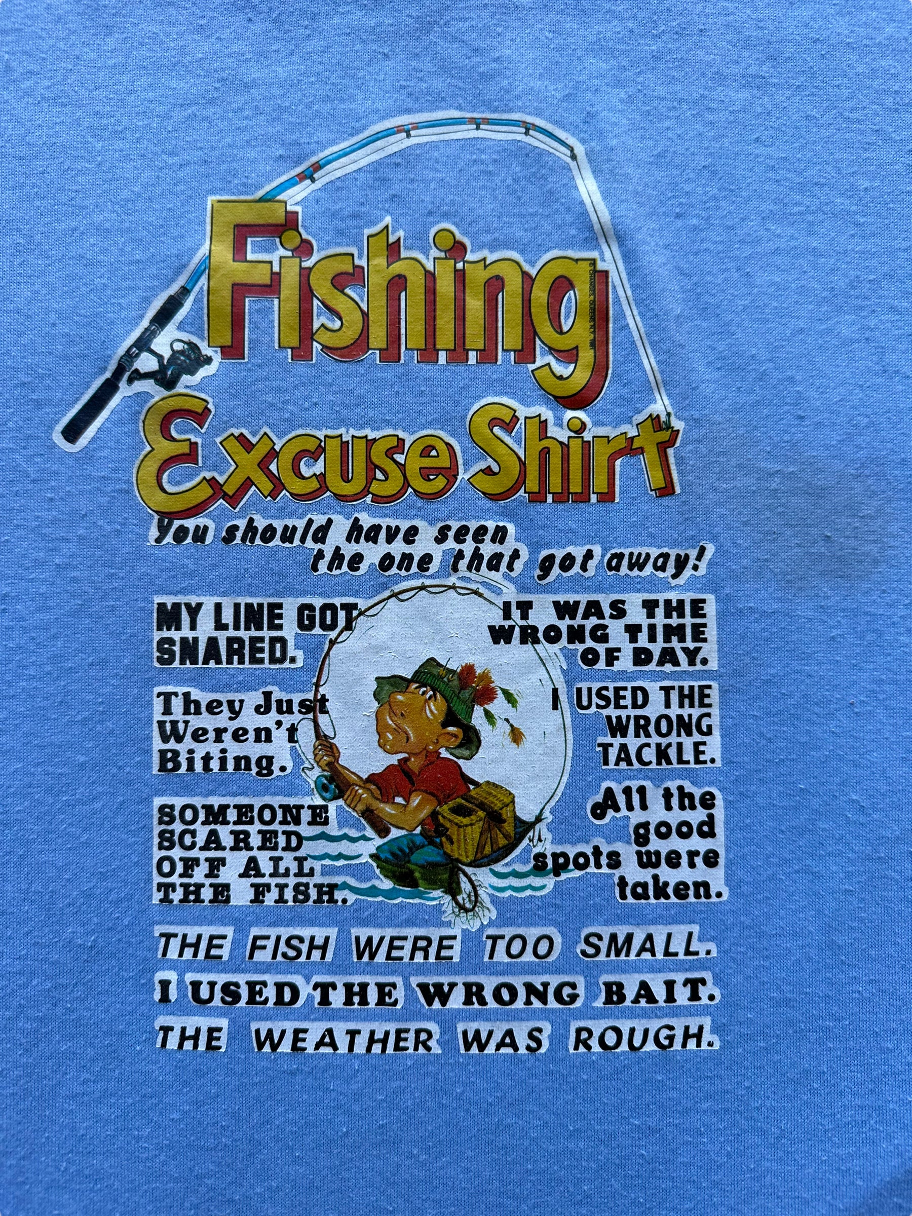 Graphic of Vintage "Fishing Excuse Shirt" Tee SZ XXL |  Vintage Fishing Tee Seattle | Barn Owl Vintage