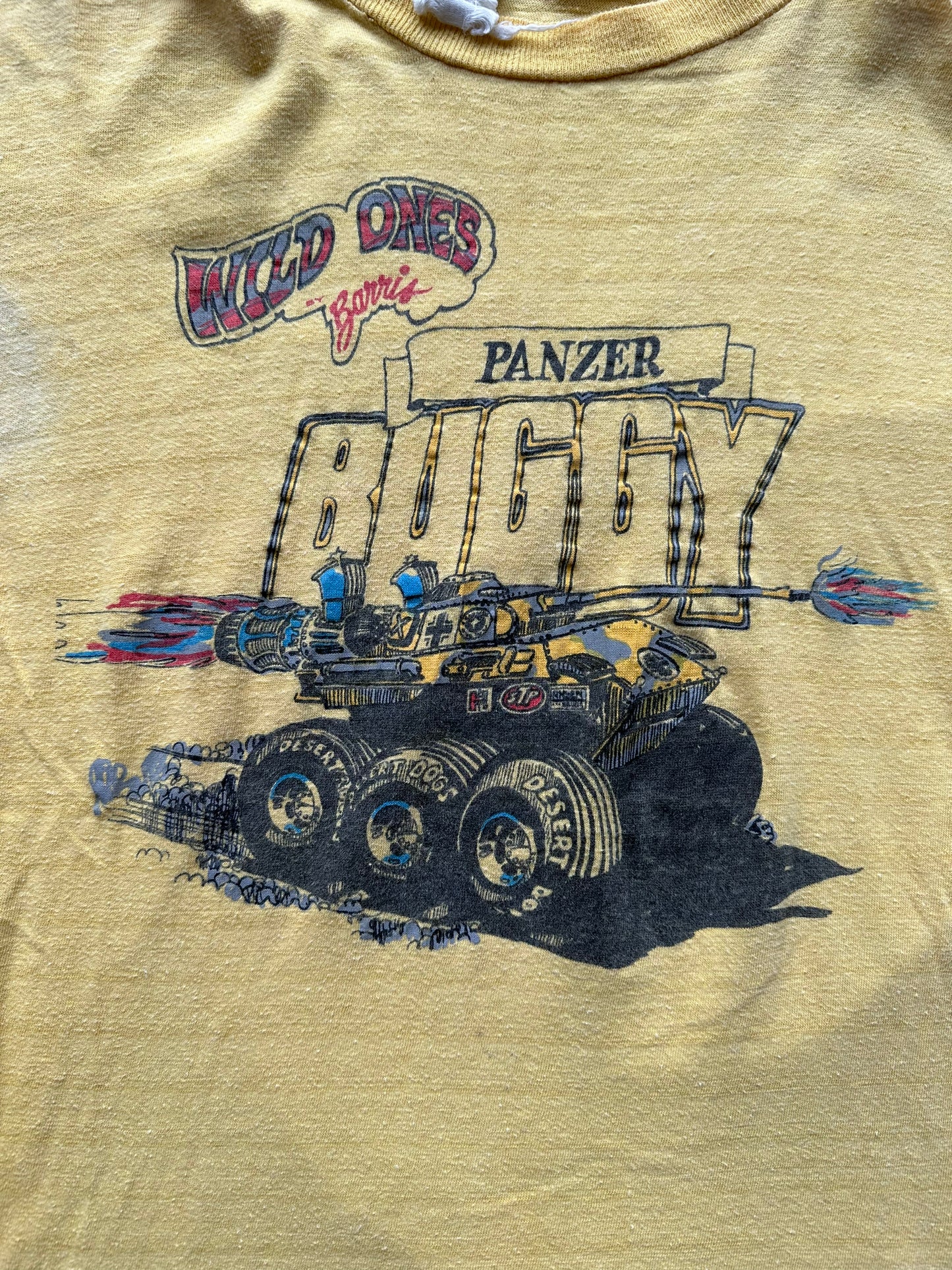 Graphic close up Vintage Wild Ones Panzer Buggy Tee SZ L |  Vintage Auto Tee Seattle | Barn Owl Vintage