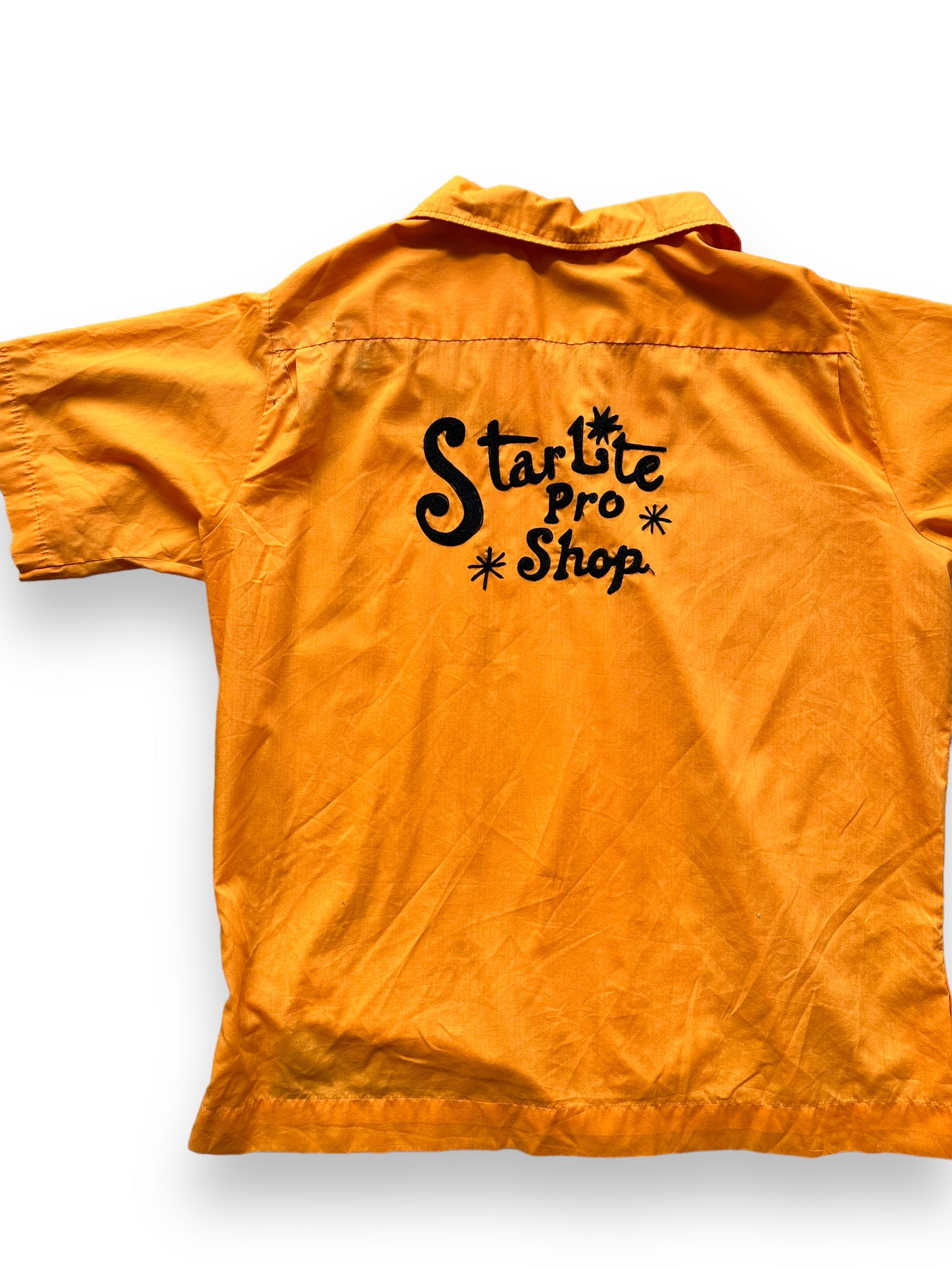 Back left of Vintage "Starlite Pro Shop" Chainstitched Bowling Shirt SZ XL | Vintage Bowling Shirt Seattle | Barn Owl Vintage Seattle
