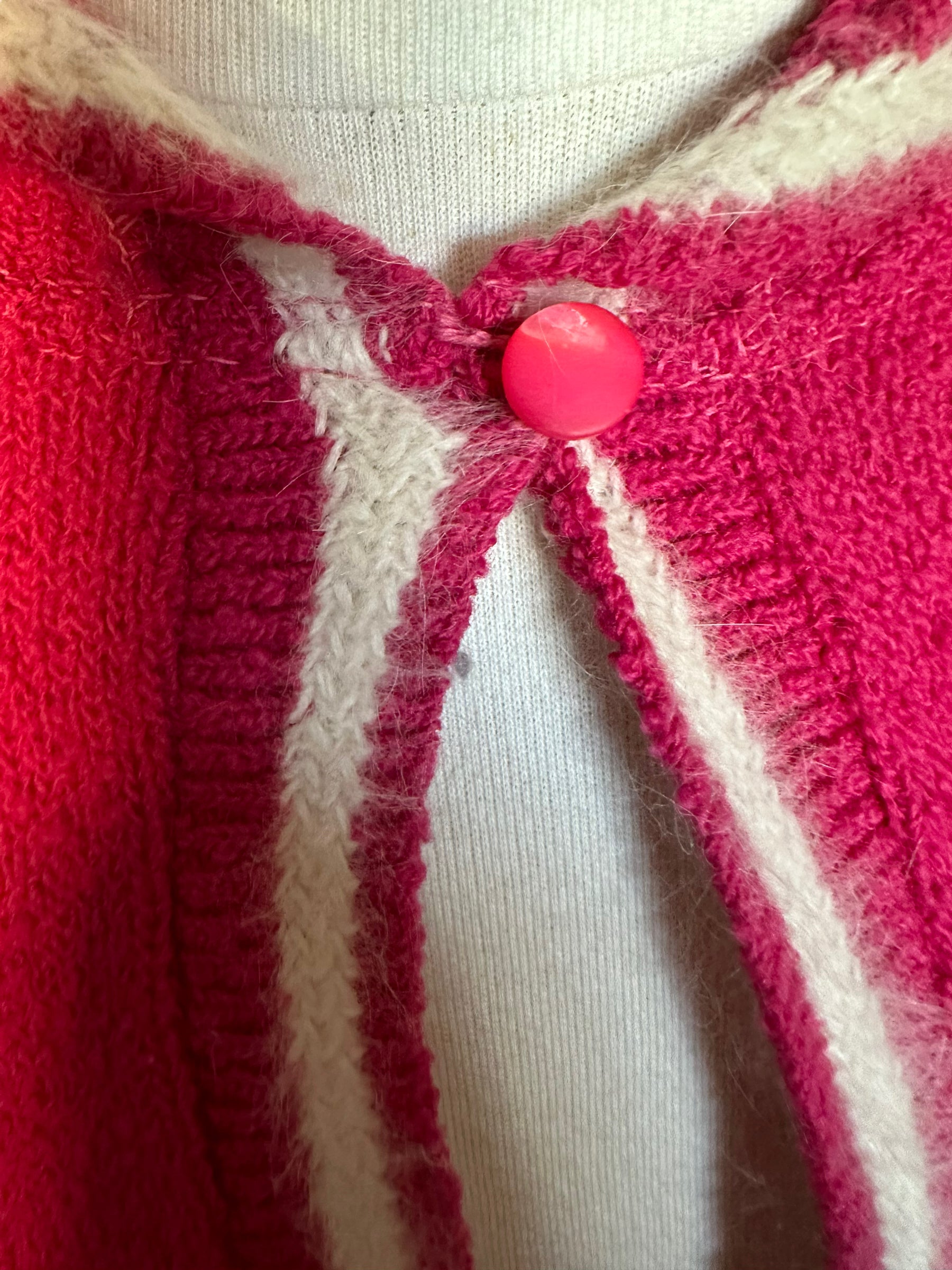 Button closure view of Vintage 1950s Pink Sweater With Belt | Vintage Ladies Sweaters | Barn Owl Vintage Seattle