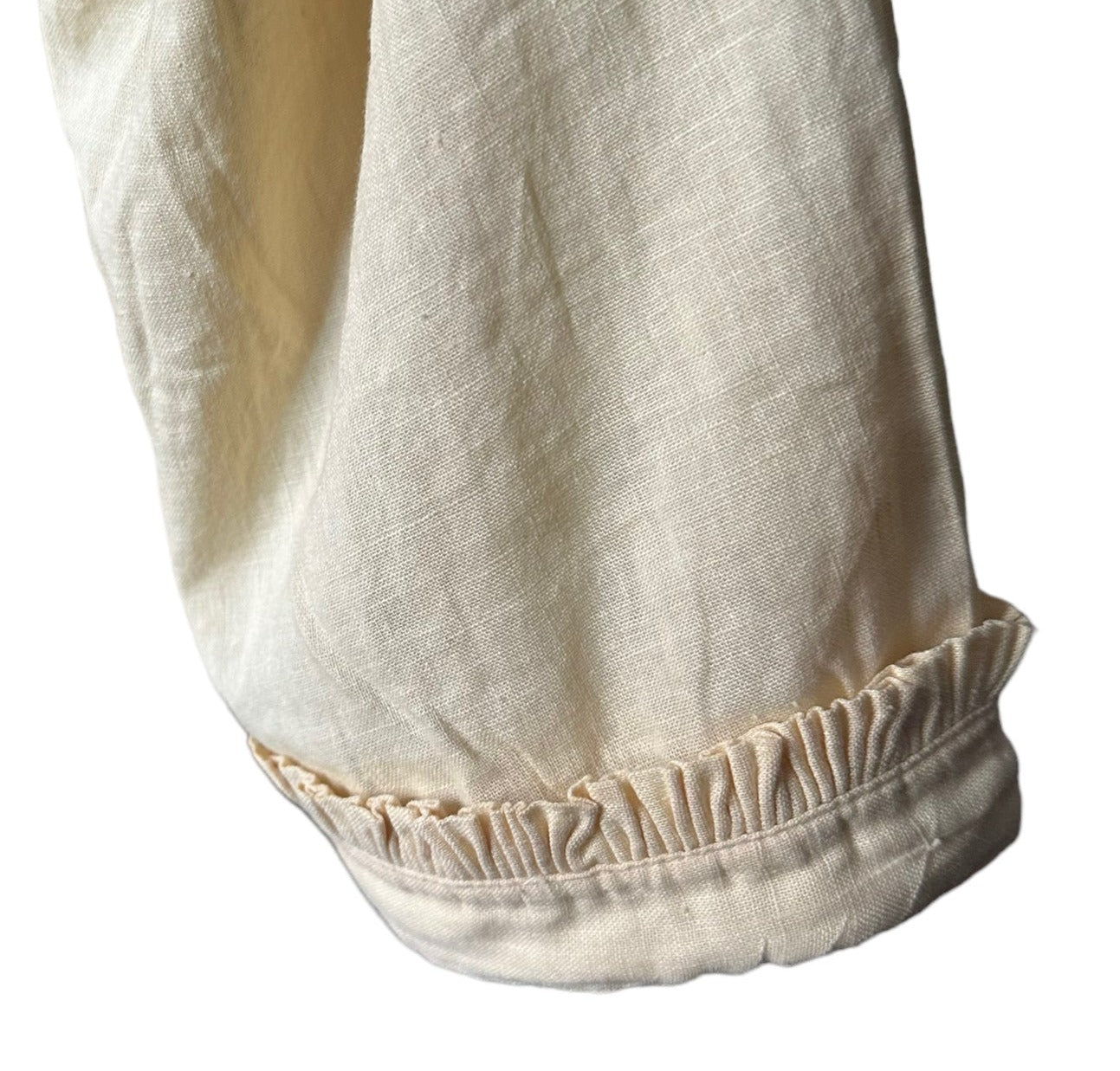 Ruffle cuff close up Early 1900s Antique Linen Blouse | Seattle Antique Clothing | Barn Owl True Vintage