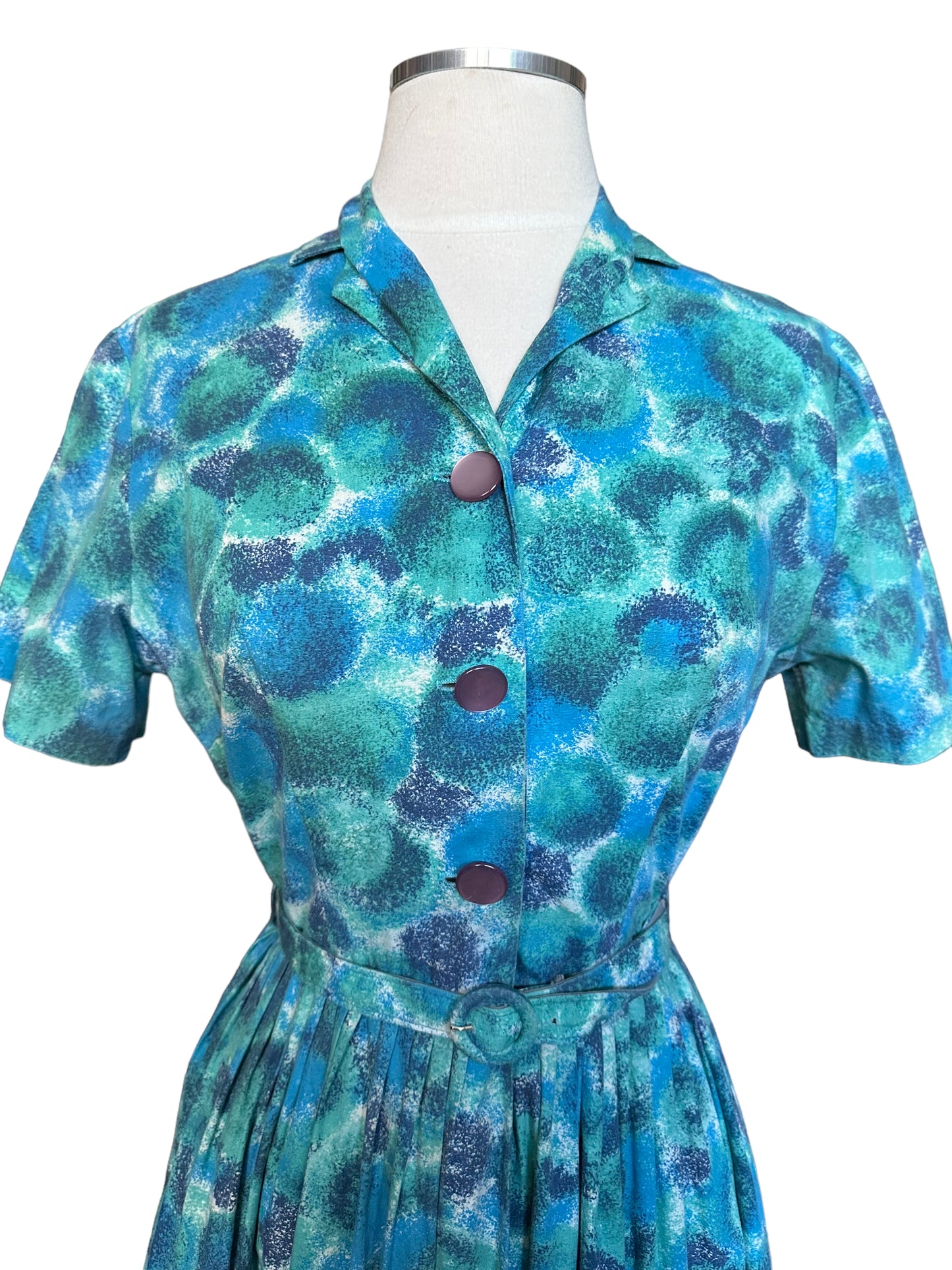 Front bust view of Vintage 1950s Button Up Dress With Belt | True Vintage Dresses | Barn Owl Vintage Seattle