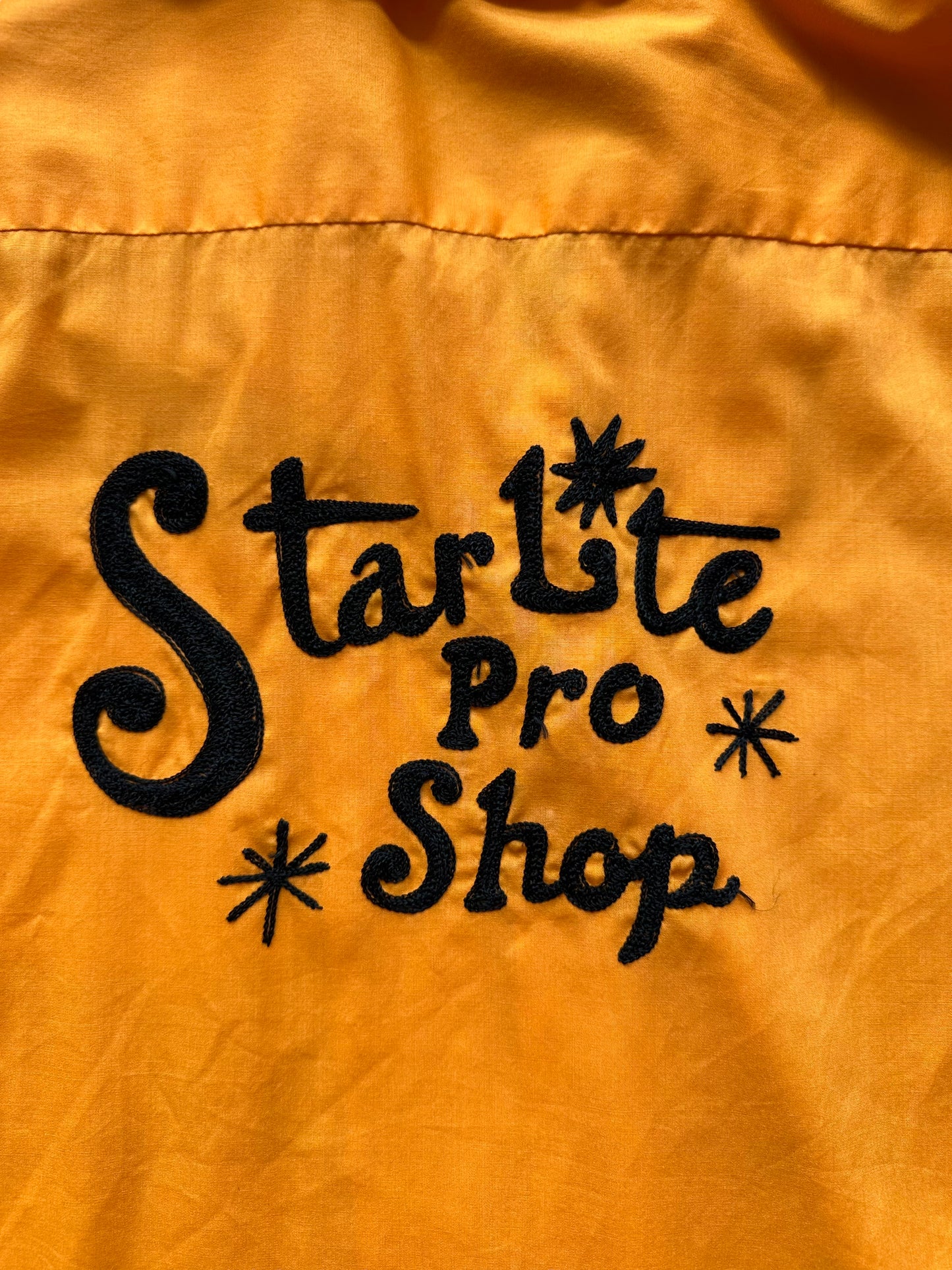 Team name of Vintage "Starlite Pro Shop" Chainstitched Bowling Shirt SZ XL | Vintage Bowling Shirt Seattle | Barn Owl Vintage Seattle