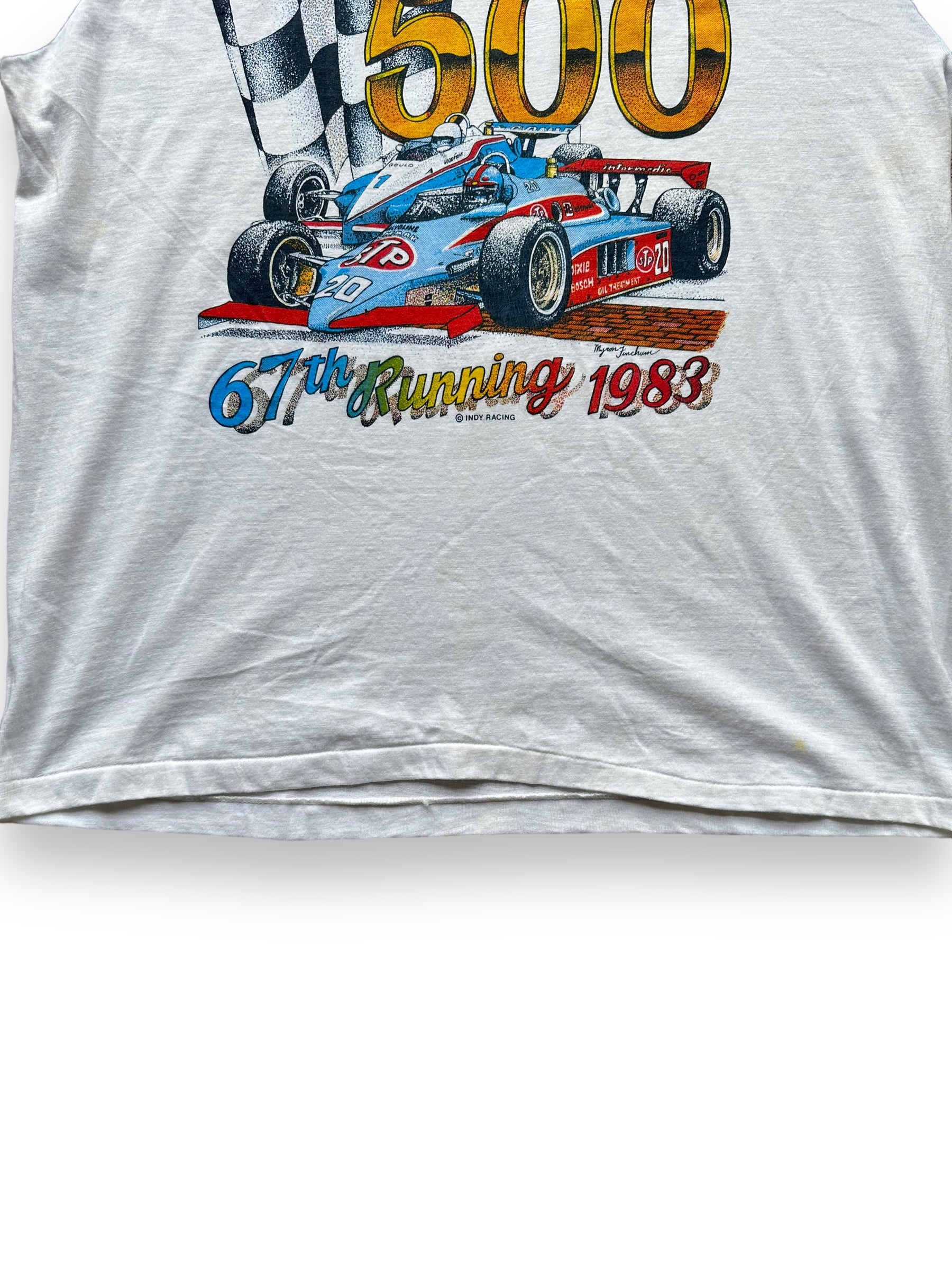 Bottom of Vintage 1983 Indianapolis 500 Raglan Tee SZ M |  Vintage Auto Tee Seattle | Barn Owl Vintage