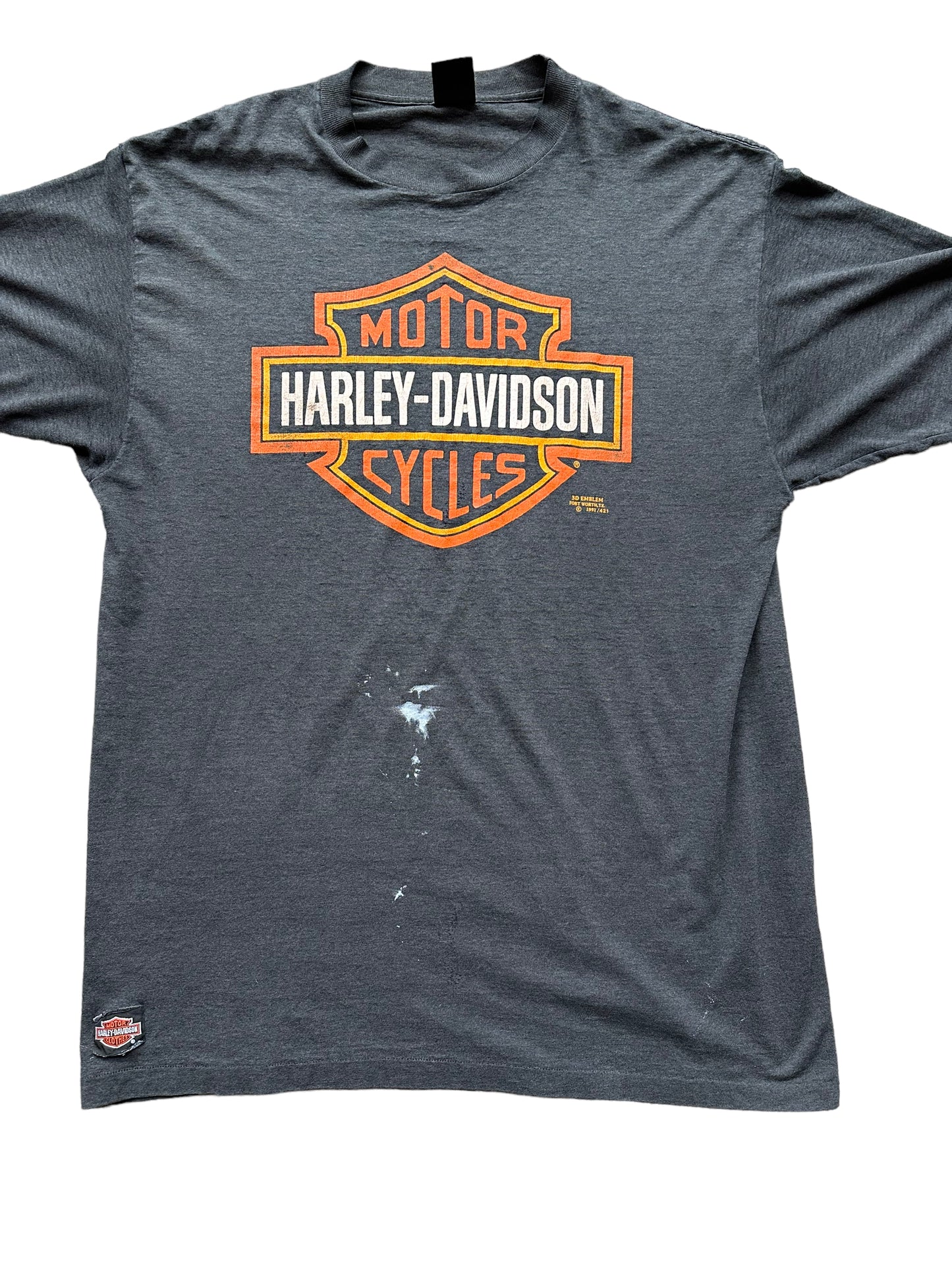 Close up of Vintage 1991 Indianapolis Harley Davidson Tee SZ XXL | Vintage Harley Tee | Barn Owl Vintage Seattle